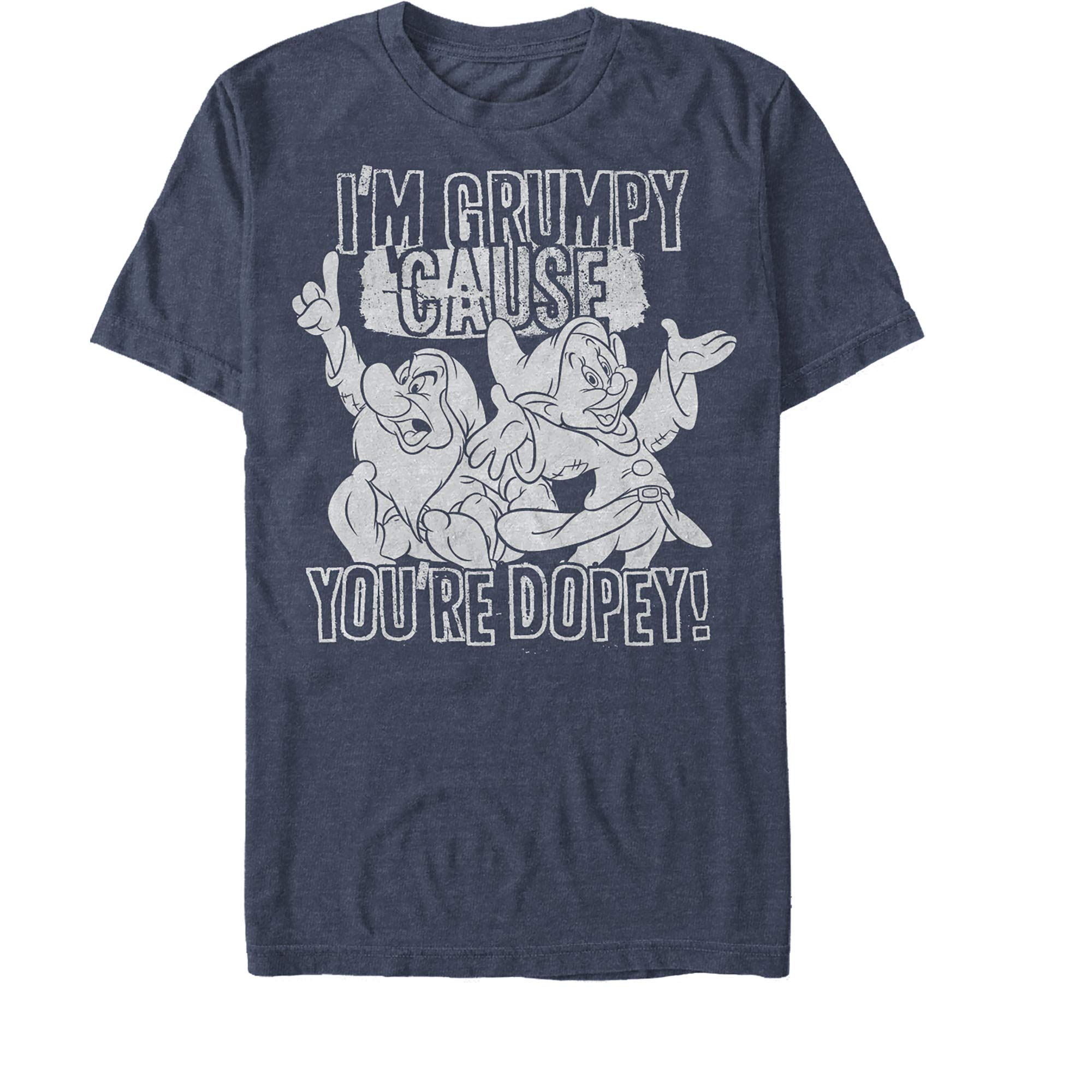 Men's Snow White and the Seven Dwarfs Grumpy & Dopey Graphic T-Shirt - Disney Cartoon Character Tee - Casual Wear for Theme Parks, Movie Nights & Disney Fans