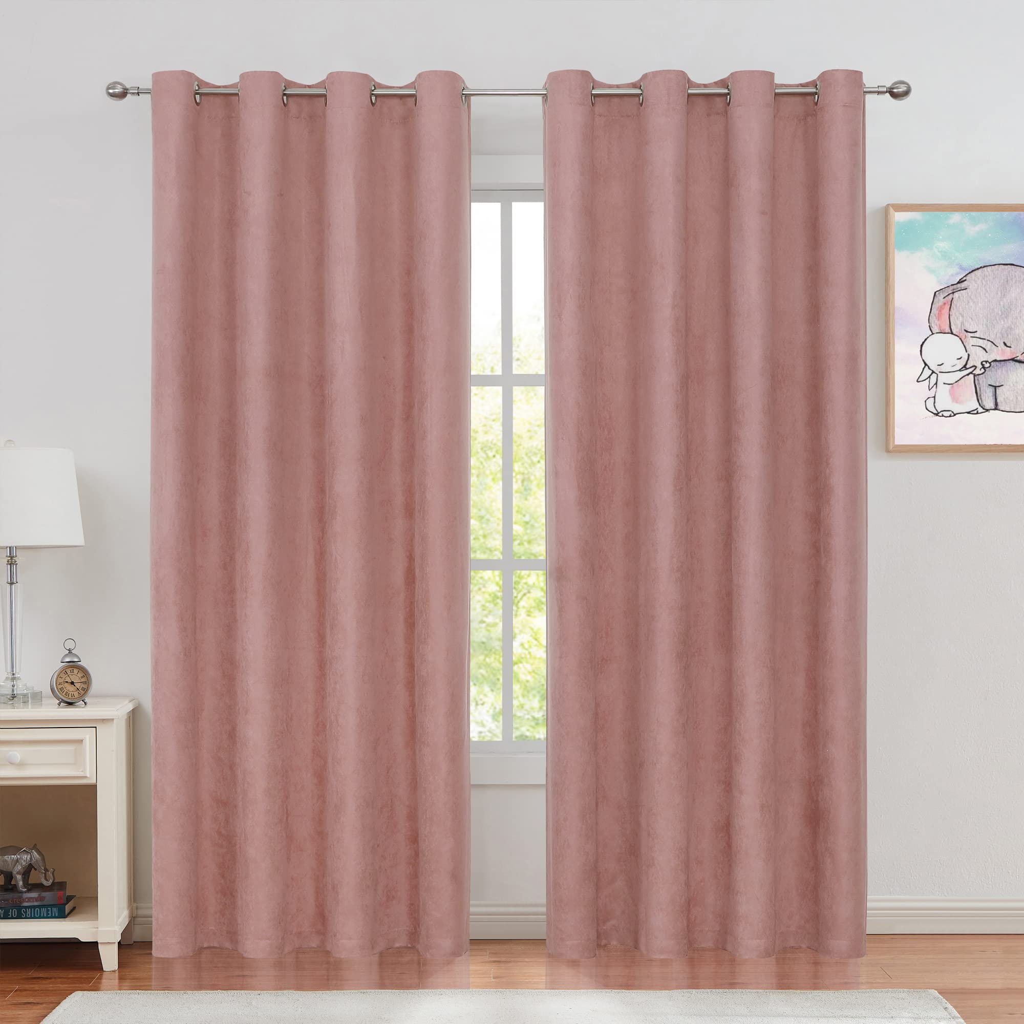Luxury Long Suede Blackout Curtains with Grommets - 55