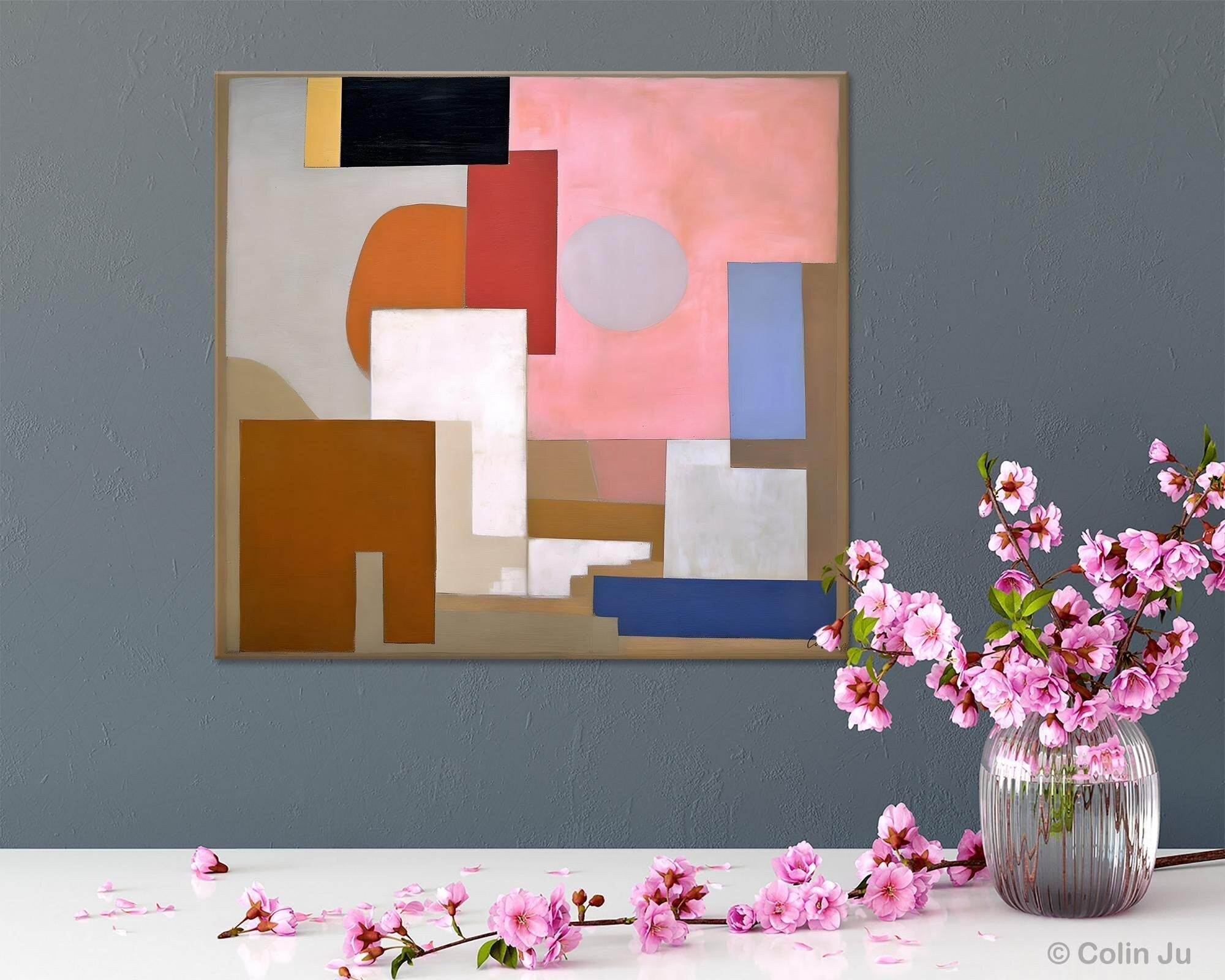 Extra Large Canvas Paintings for Living Room Wall Decor | Modern Abstract Artwork with Geometric Designs | Handmade Original Wall Art for Home & Office | Perfect for Living Room, Bedroom & Office Spaces