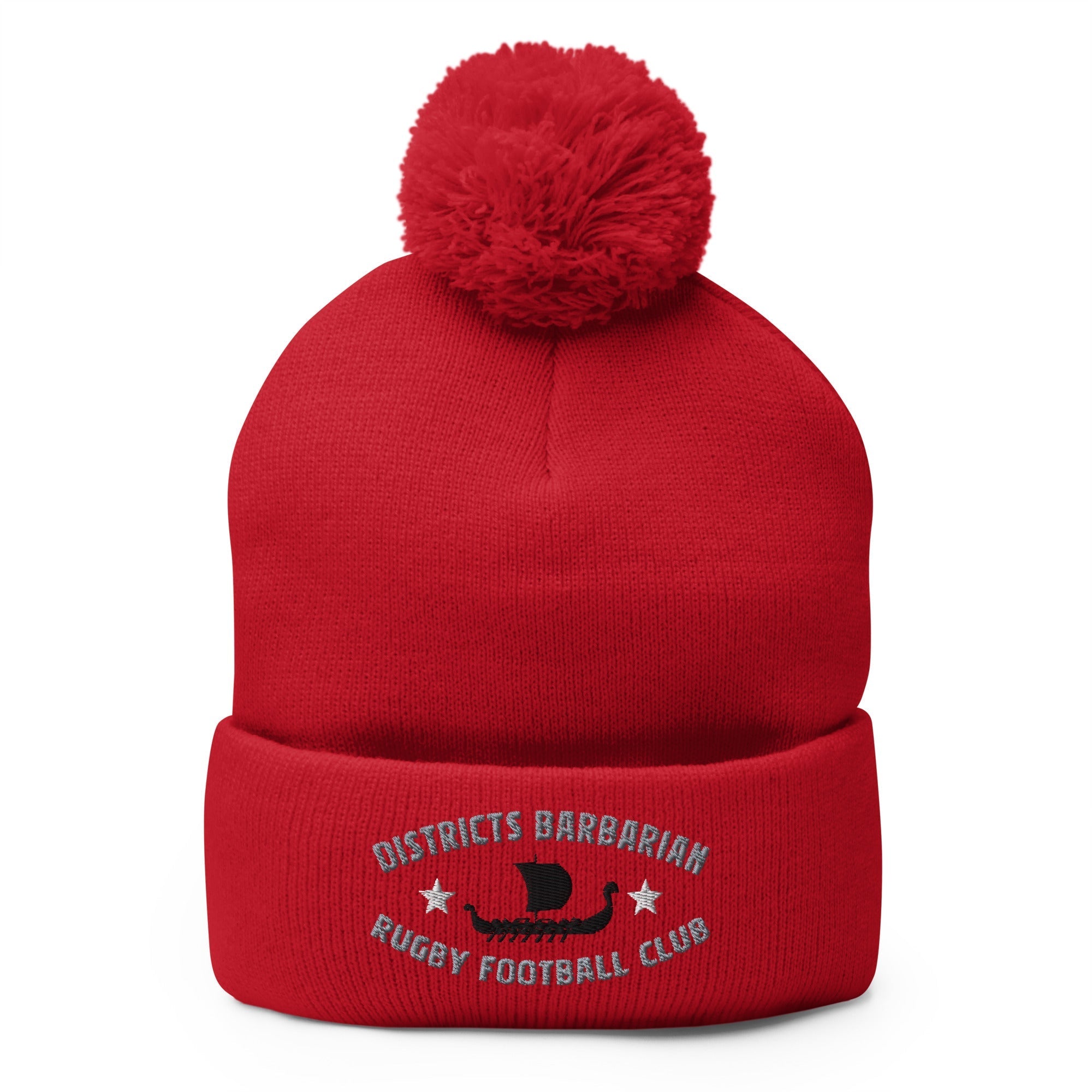 Districts Barbarian RFC Pom Pom Beanie - Warm Winter Knit Hat for Men & Women - Perfect for Football Games, Skiing, and Outdoor Activities