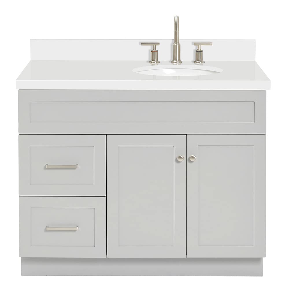 ARIEL Hamlet 43-inch Right Offset Oval Bathroom Vanity with 1.5