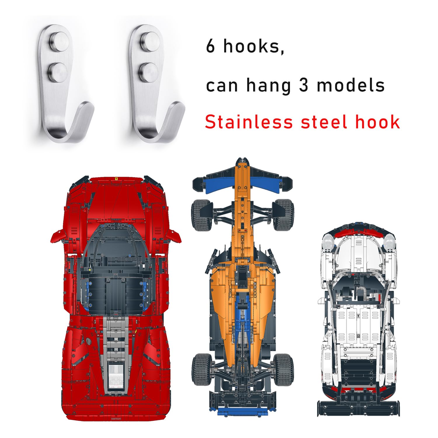 Wall-Mounted Display Hook for LEGO Technic 42151 Bugatti Bolide Racing Car - Premium Adult Collectible Gift for Car Enthusiasts - Perfect for Bedroom, Office, or Man Cave Decor