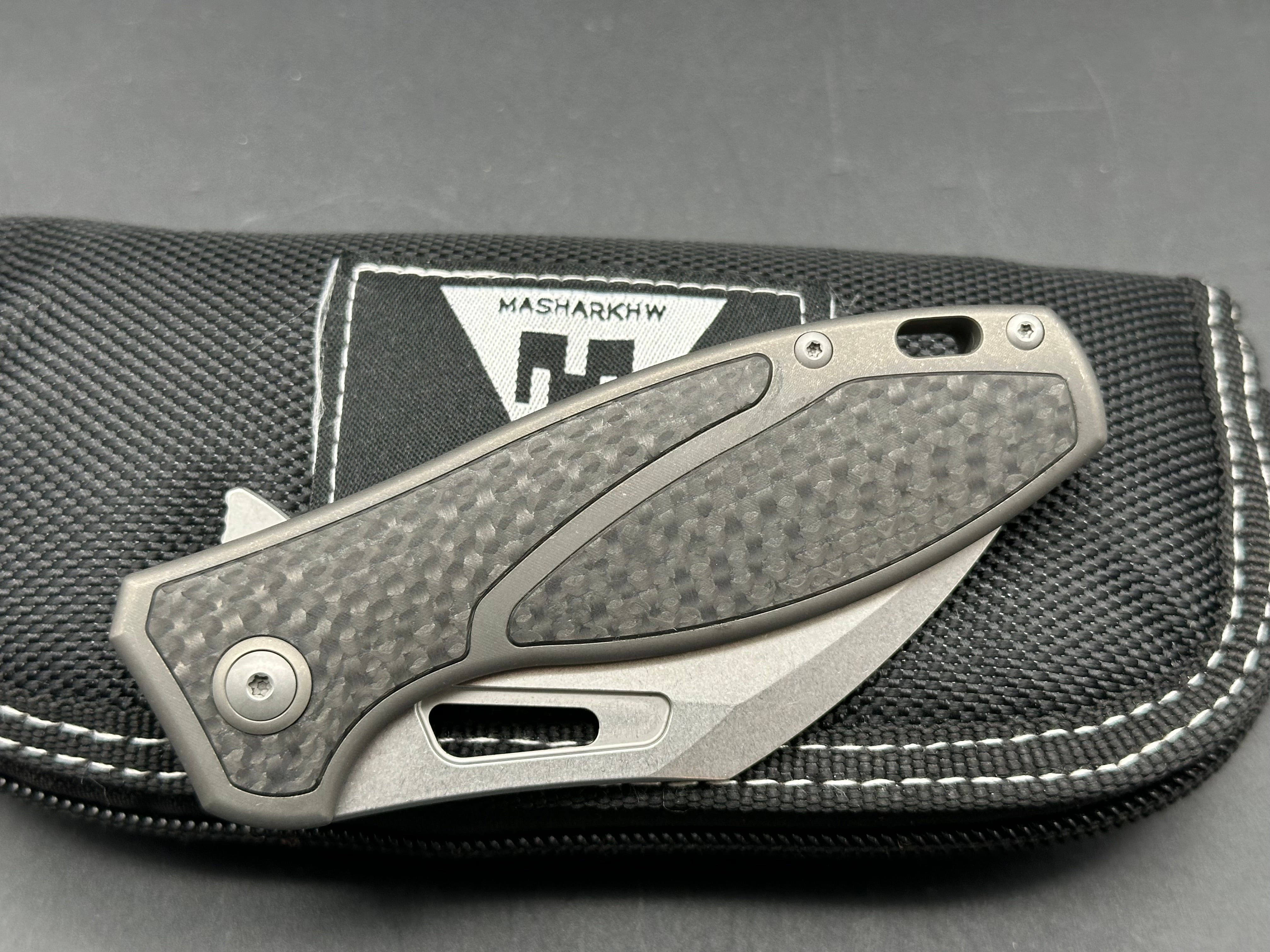 Premium M390 Blade Folding Knife with Grey Titanium Handle & Carbon Fiber Inlays - Perfect for EDC, Outdoor Adventures, and Survival Gear