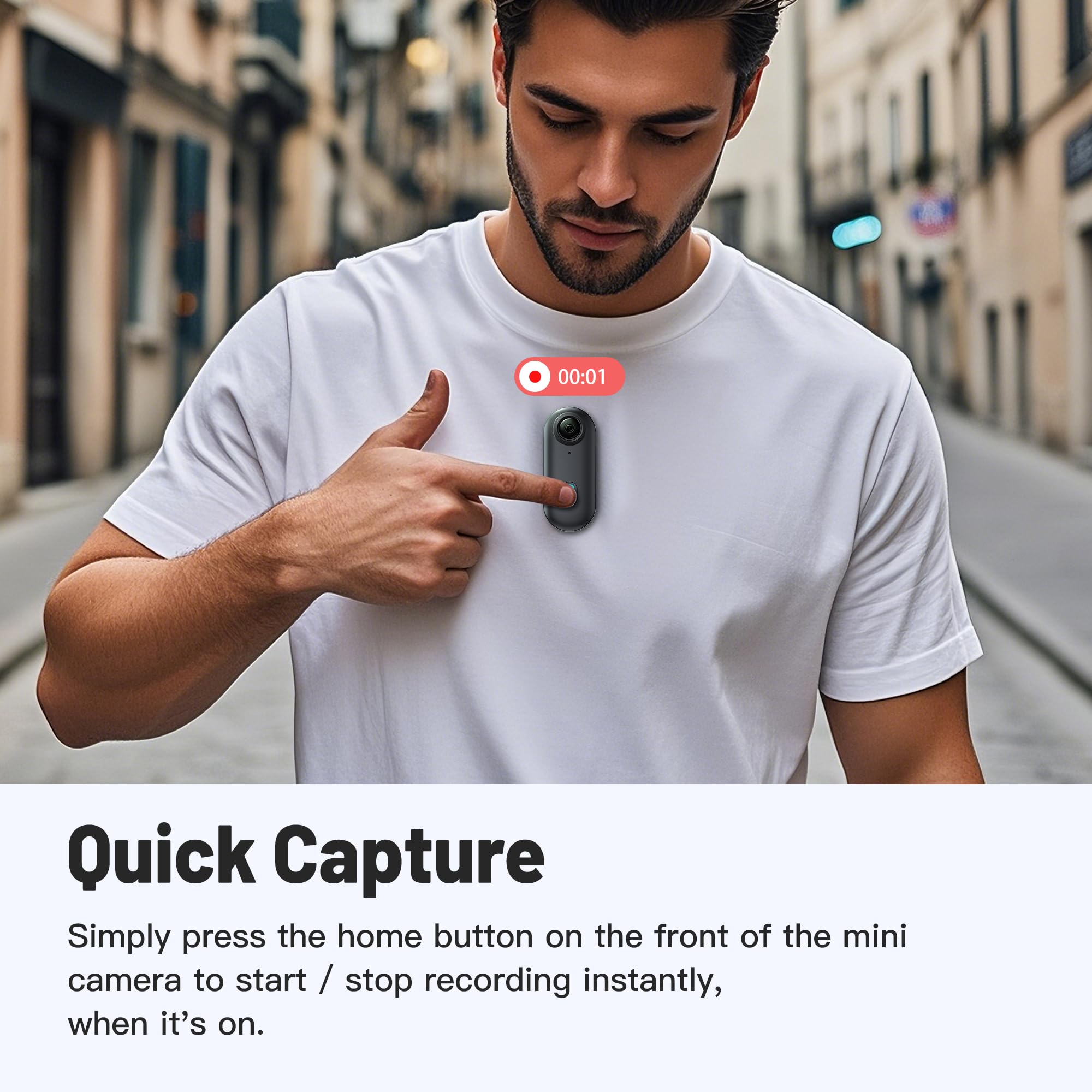 128GB FHD 1080P Mini Body Camera - Wearable Hands-Free Action Cam with Thumb Size Design | Portable Body Worn Camera for Security, Police Work, Travel Vlogging & Pet Monitoring (Black)