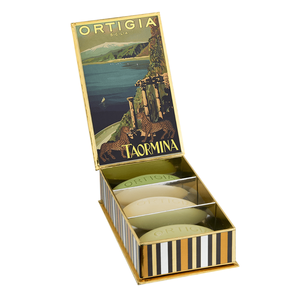 Taormina City Box Soaps Set of 3 - Handmade Italian Olive Oil Soap Bars for Bath, Shower & Gift - Luxury Skincare for Dry Skin & Sensitive Skin
