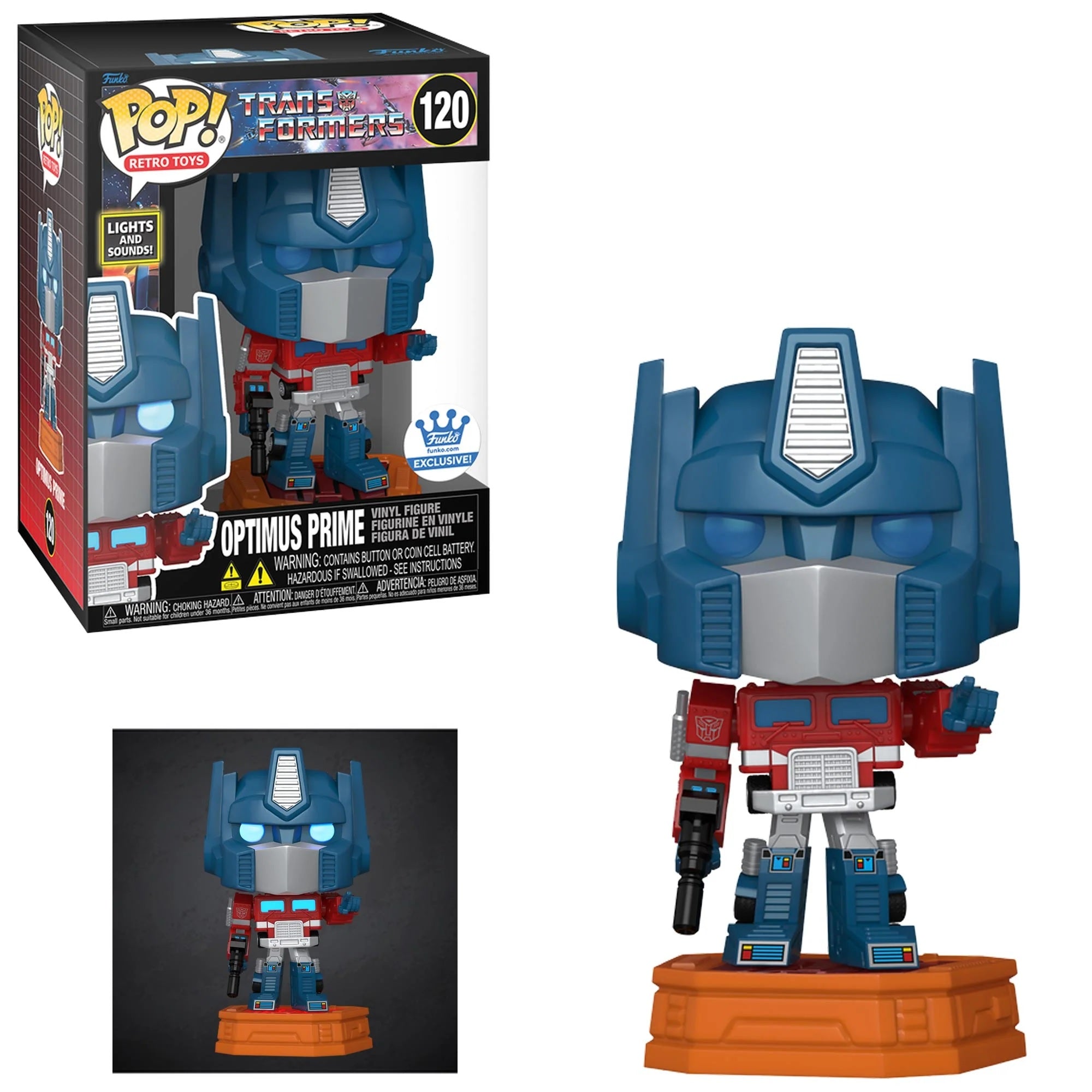Funko Pop Retro Toys Transformers Optimus Prime with Lights & Sounds - Funko Exclusive Collectible Action Figure for Fans & Gifts | Home Display, Office Decor, Toy Collection
