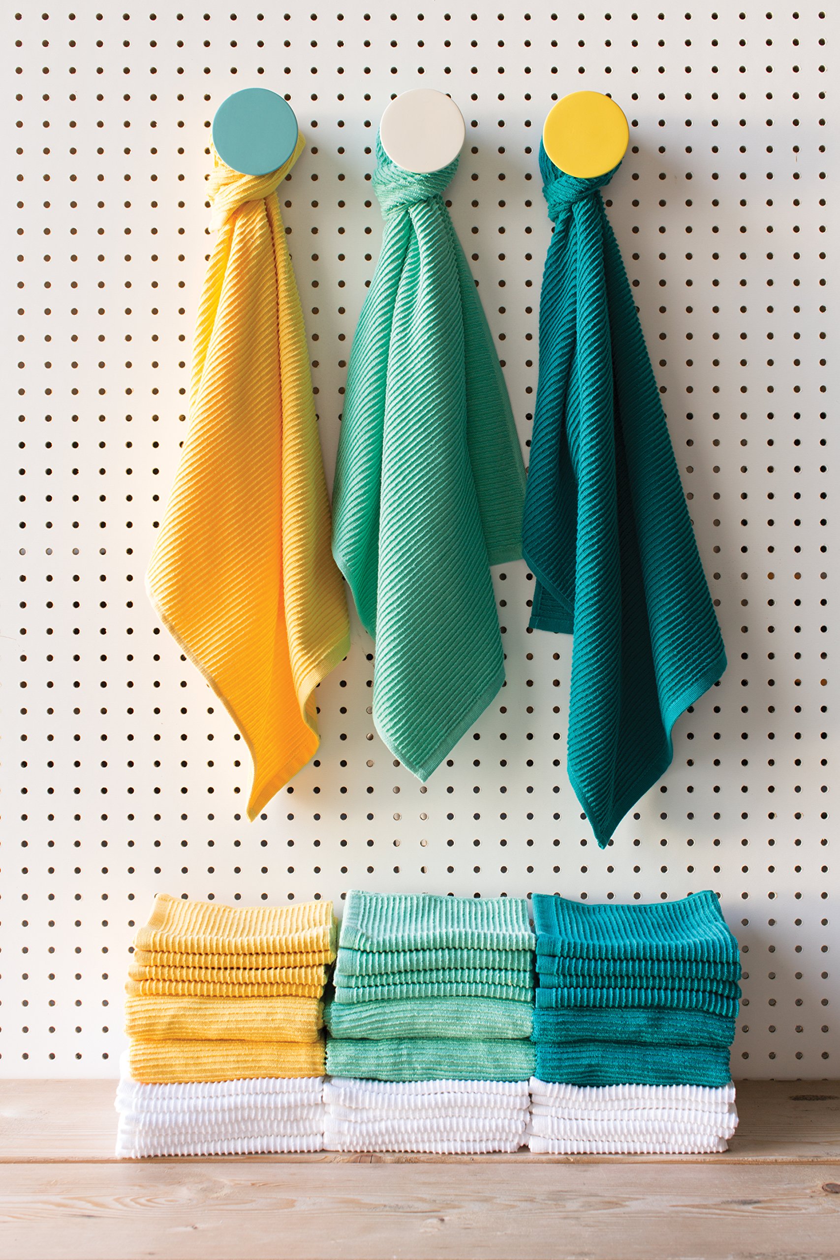 Now Designs Ripple Kitchen Towel Set of 2 - Absorbent & Durable Peacock Green Dish Towels for Cooking, Cleaning & Drying Dishes - Perfect for Kitchens & Household Use