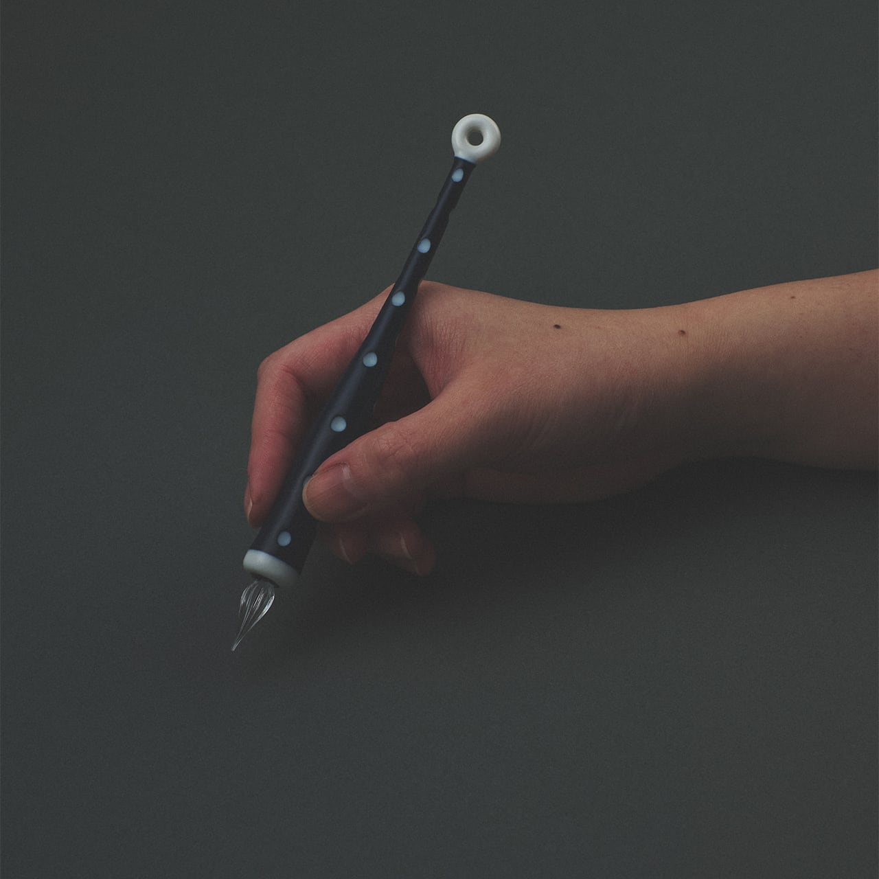 Japanese Glass Dip Pen - Hizen Yoshida Yaki Full Polka Dots Pattern Body for Calligraphy & Art | Perfect for Lettering, Sketching & Watercolor Painting