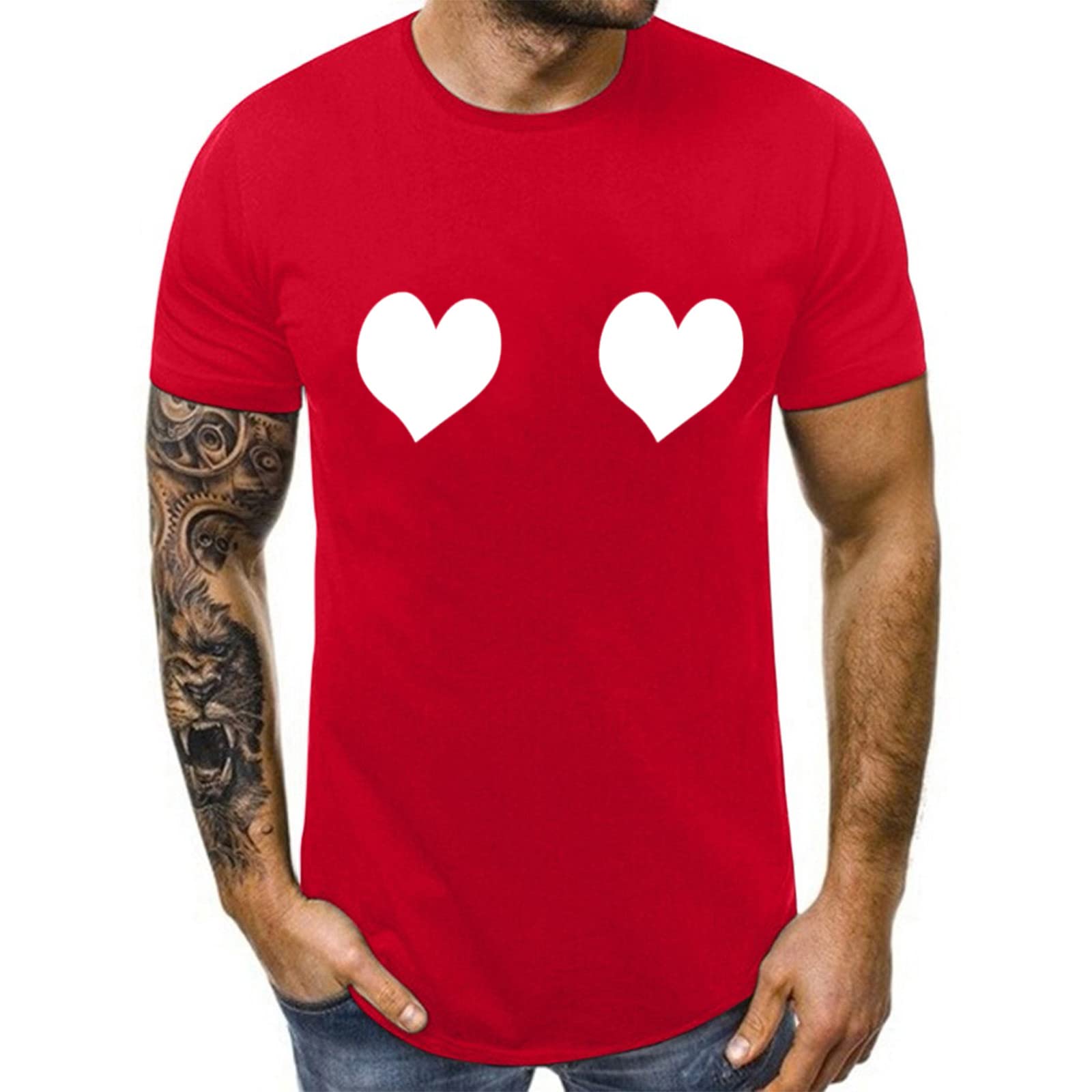 Valentine's Day Couples T-Shirts - Matching Love Print Short Sleeve O-Neck Tops for Men & Women | Perfect for Anniversaries, Date Nights & Romantic Gifts