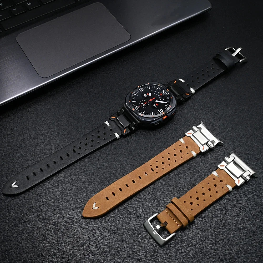Premium Genuine Leather Band for Samsung Galaxy Ultra Watch - Durable & Stylish Cowboy Design for Men - Perfect for Outdoor Adventures, Work & Casual Wear