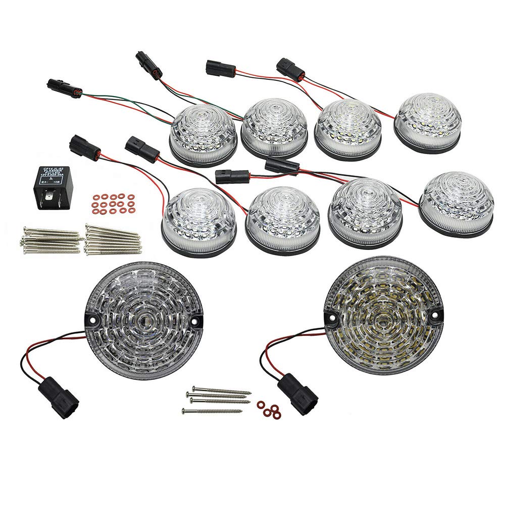 10PCs/Kit Front Rear Reverse Fog Side Lights Smoke Lens Complete LED Lamp Upgrade Kit for Land Rover Defender 1990-2016 - Improve Visibility & Style for Off-Road Adventures & Night Driving