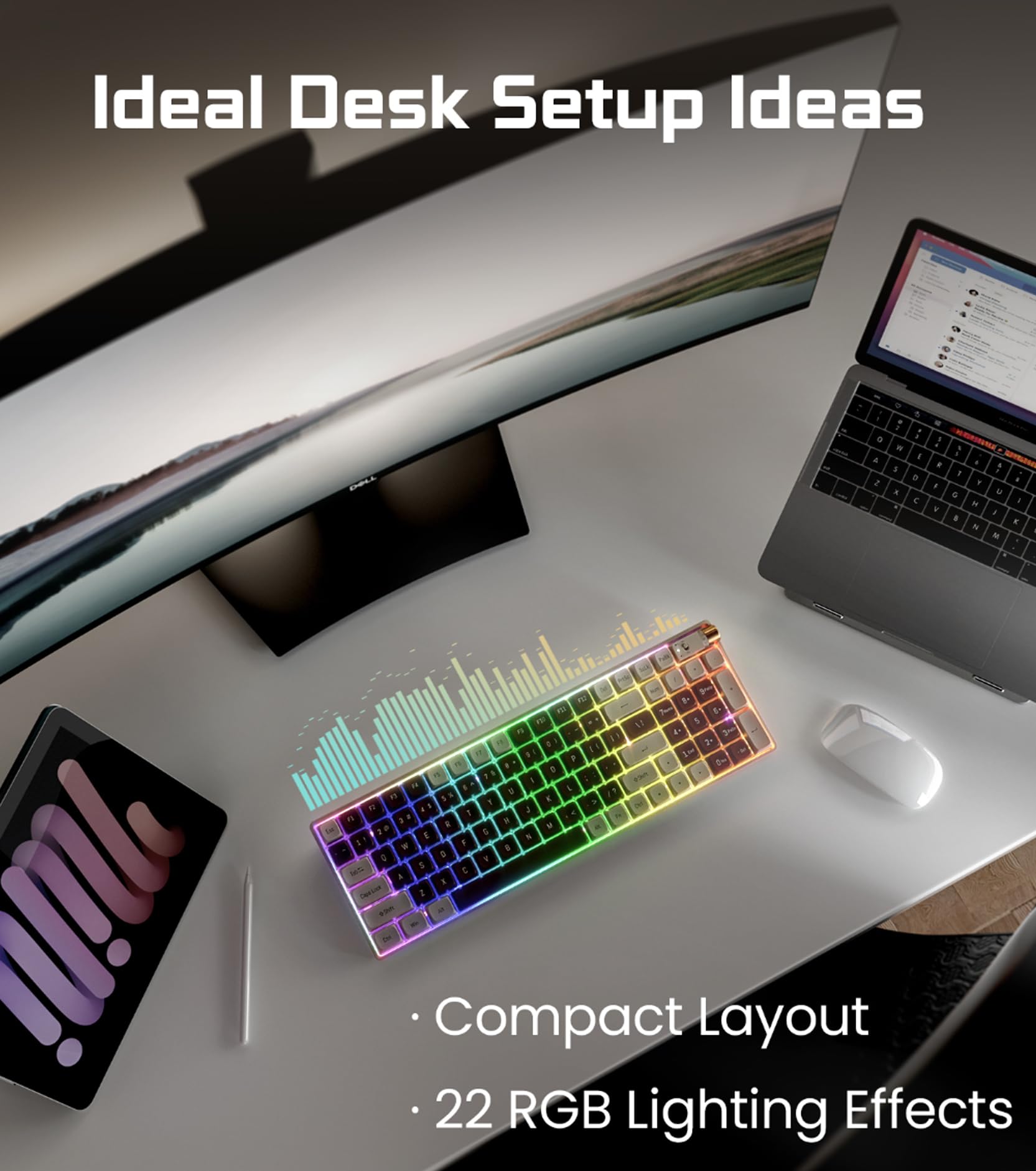 R100 96% Wireless Mechanical Keyboard - Gateron G Pro 3.0 Yellow Switches, Tri-Mode Connectivity (BT 5.0/2.4GHz/USB-C), Hot Swappable, RGB Backlit, Compatible with Windows & Mac - Perfect for Gaming, Office Work, and Programming