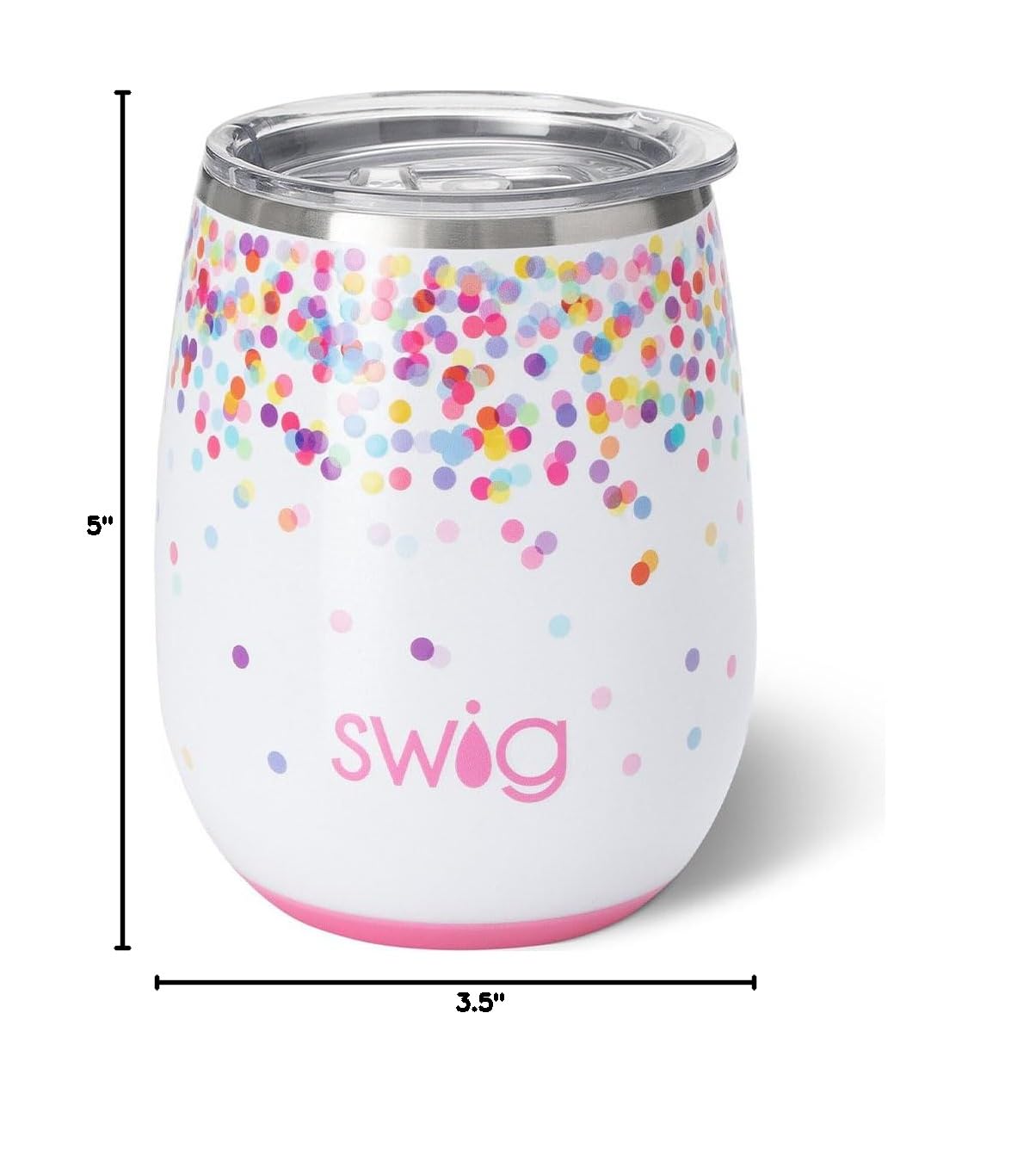 Swig Life 14oz Stainless Steel Wine Tumbler with Lid - Triple Insulated, Dishwasher Safe, Portable Glitter Tumbler - Perfect for Outdoor Picnics, Beach Parties & Holiday Gifts (Confetti Design)