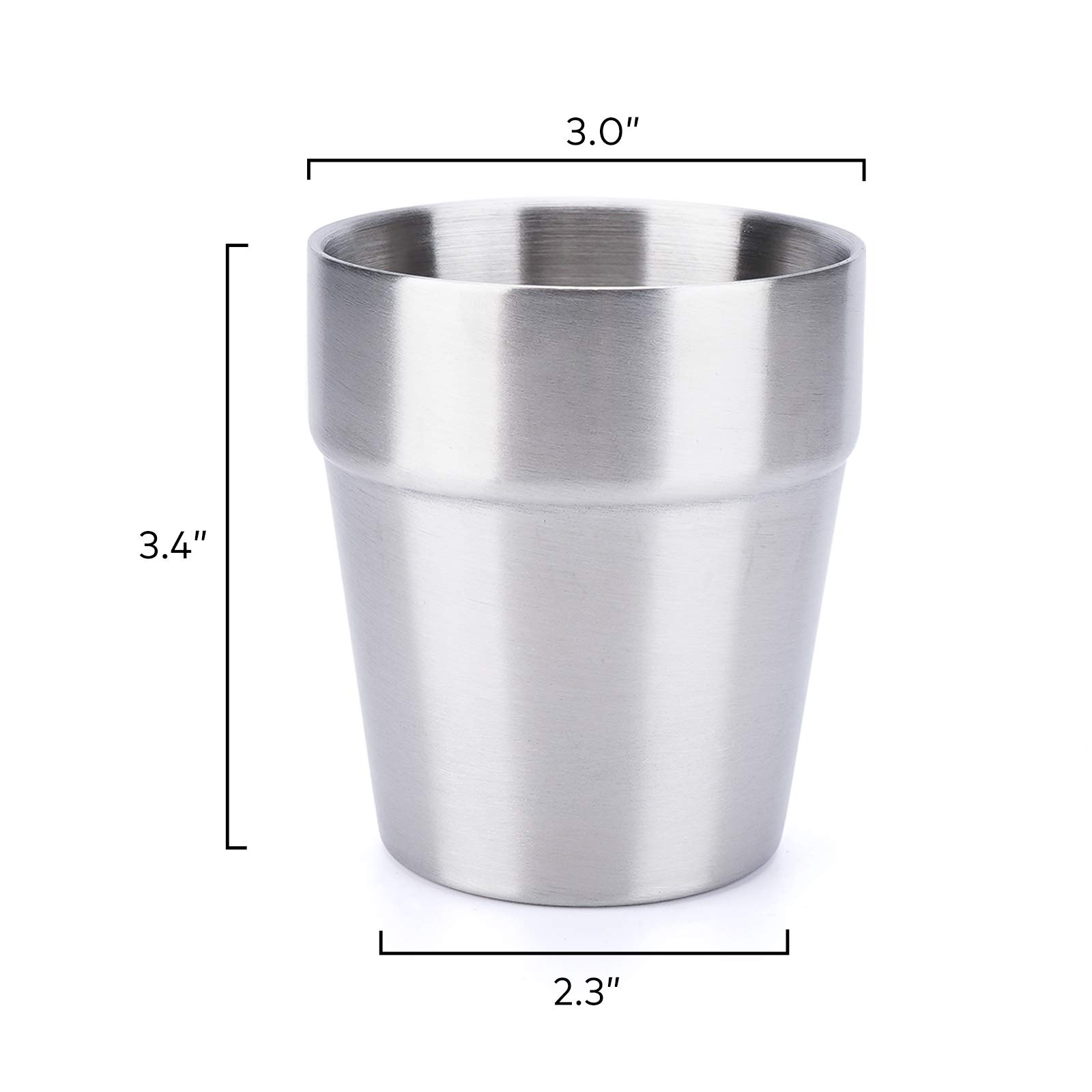 Beasea 8 oz Stainless Steel Cups Set of 4 - Double Wall Insulated Metal Drinking Glasses for Hot & Cold Beverages - Stackable, Durable Cups for Home, Restaurant, Party, Camping & Outdoor Adventures