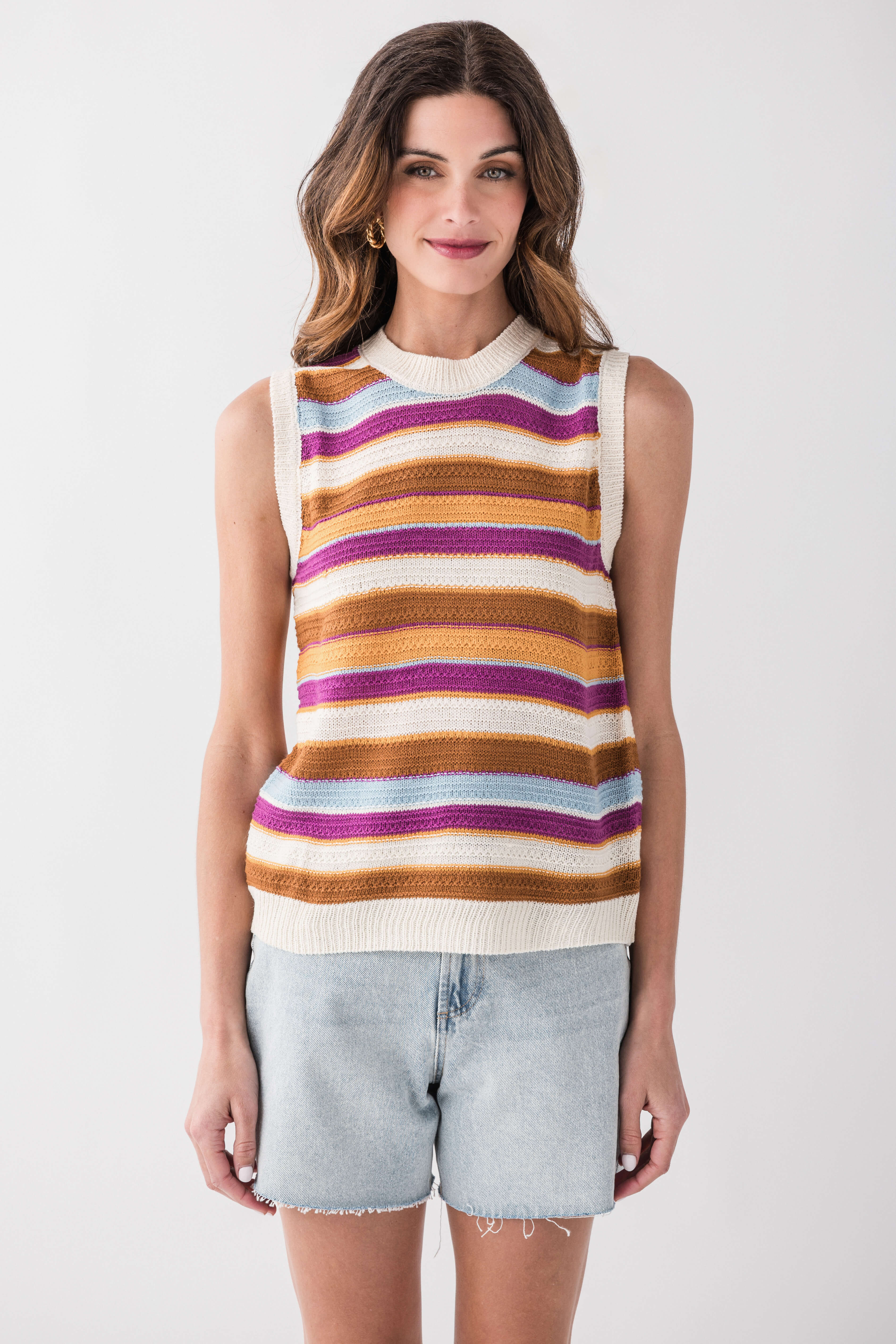 Stylish Pinch Striped Knit Sweater Vest for Women - Cozy Layering Piece for Fall & Winter Outfits | Perfect for Office, Casual Wear & Date Nights