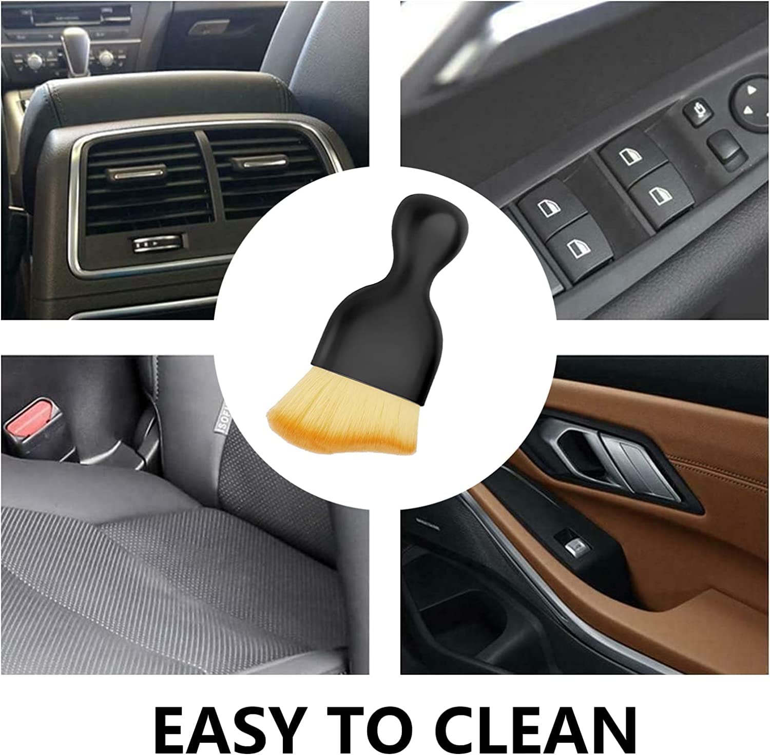 Premium Car Cleaning Brush with Soft Bristles - Dashboard Cleaner & Interior Detailing Tool for Cars, Computers & Keyboards | Perfect for Auto Detailing, Home Office Cleaning & Dust Removal