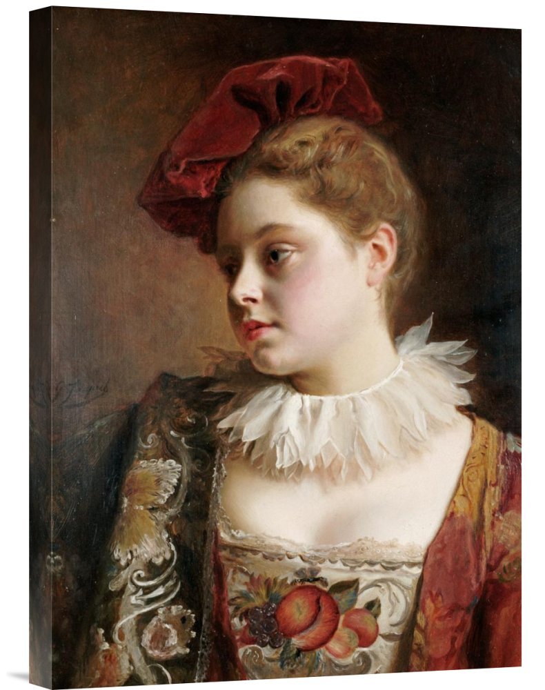 Jean Gustave Jacquet La Tocque Rouge Gallery Wrap Canvas Art Print - Premium Giclee Wall Decor for Living Room, Bedroom & Office - 22x14 Inches
