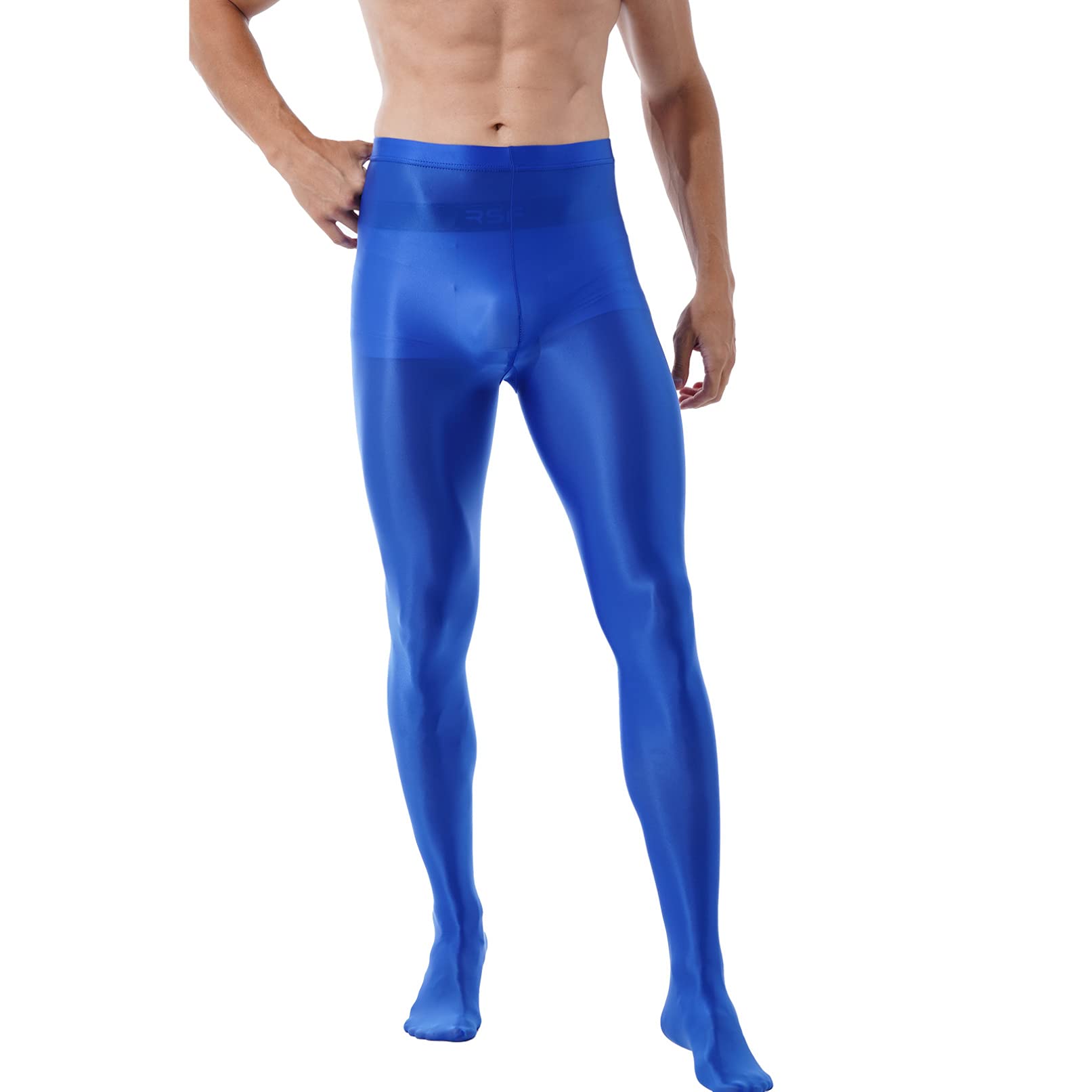 Men's Seamless Glossy Dance Tights - Footed Pantyhose with Oil Shiny Nylon Finish - Perfect for Ballet, Jazz, Performances & Costume Parties