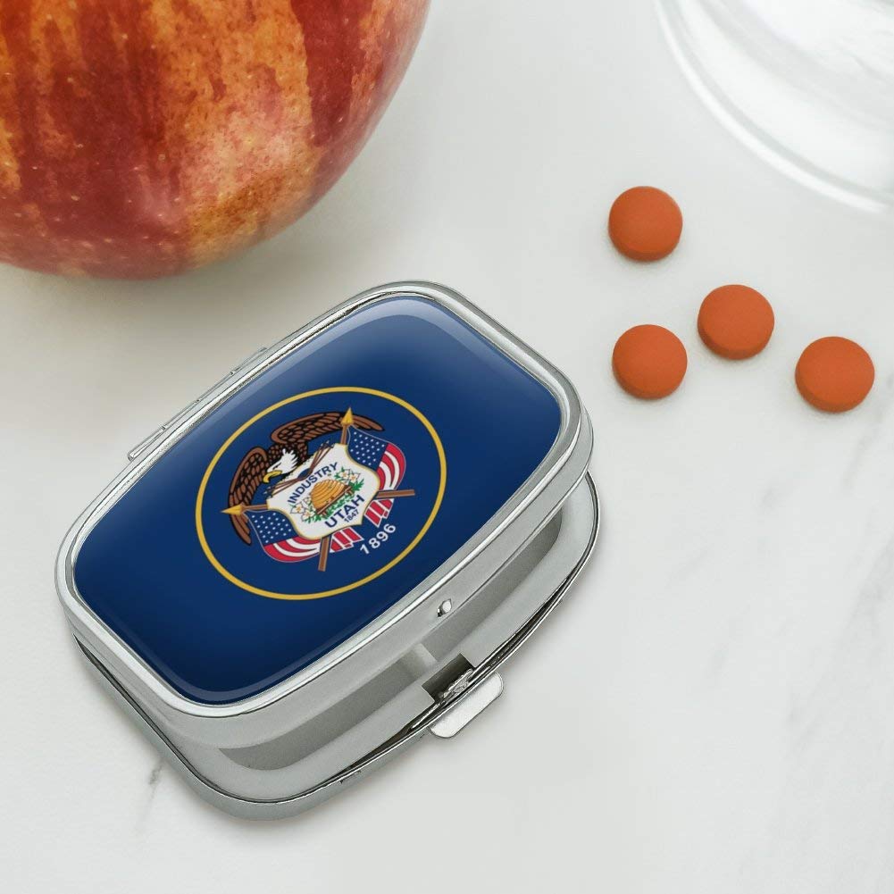 Utah State Flag Themed Rectangle Pill Case - Stylish Trinket Box for Medication Storage - Perfect Gift for Travel, Home, or Office Organization