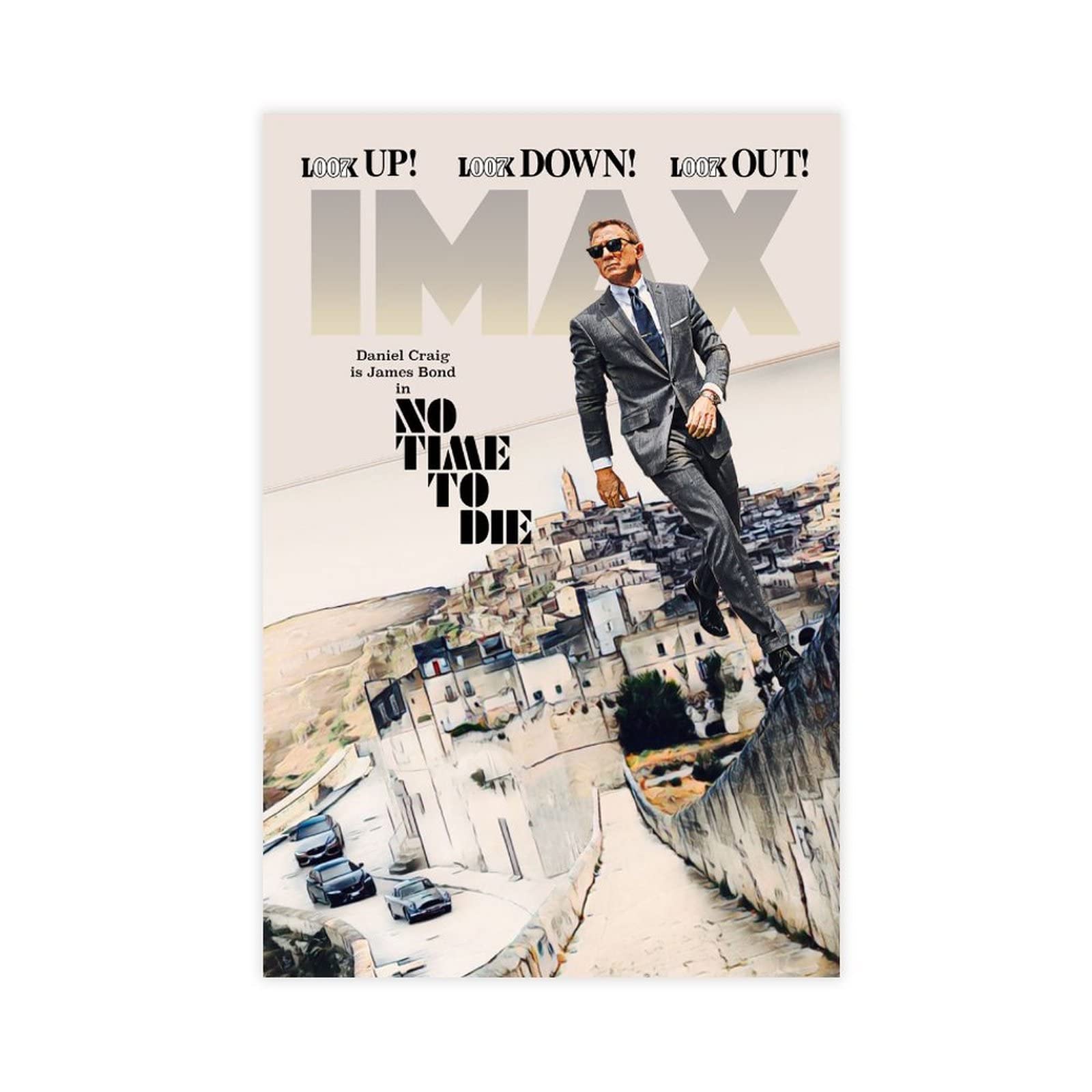 James Bond 007 No Time To Die Movie Poster - Premium Canvas Wall Art (24x36 inches/60x90cm) - Perfect for Bedroom, Office & Man Cave Decor - Unframed Vintage Film Gift for Bond Fans & Movie Lovers