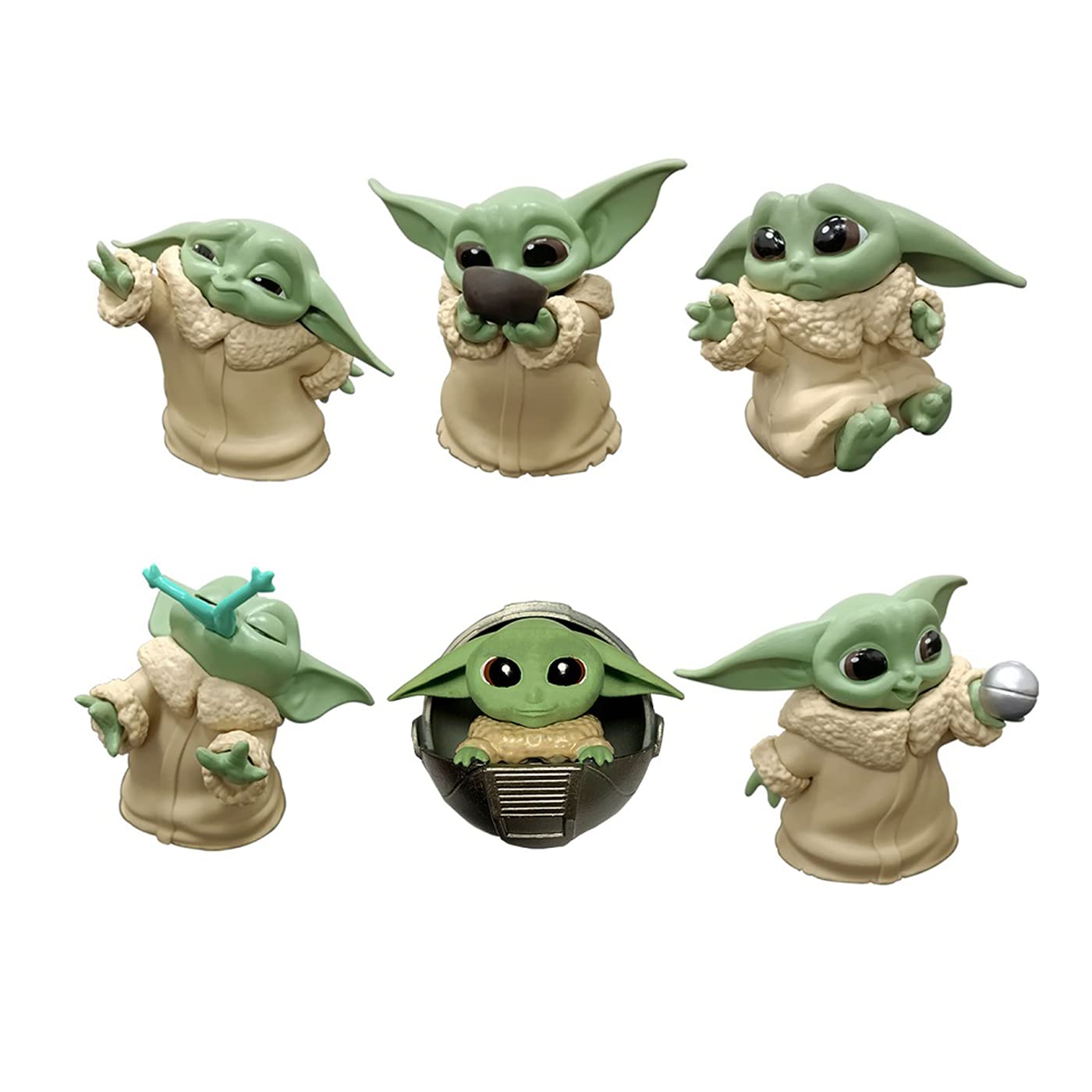 6 Pcs Baby Yoda Cake Toppers Set - Star Wars The Mandalorian Party Decorations, Baby Yoda Figurines for Birthday Cakes, Cupcakes & Desserts - Perfect for Baby Showers, Themed Parties & Star Wars Fans