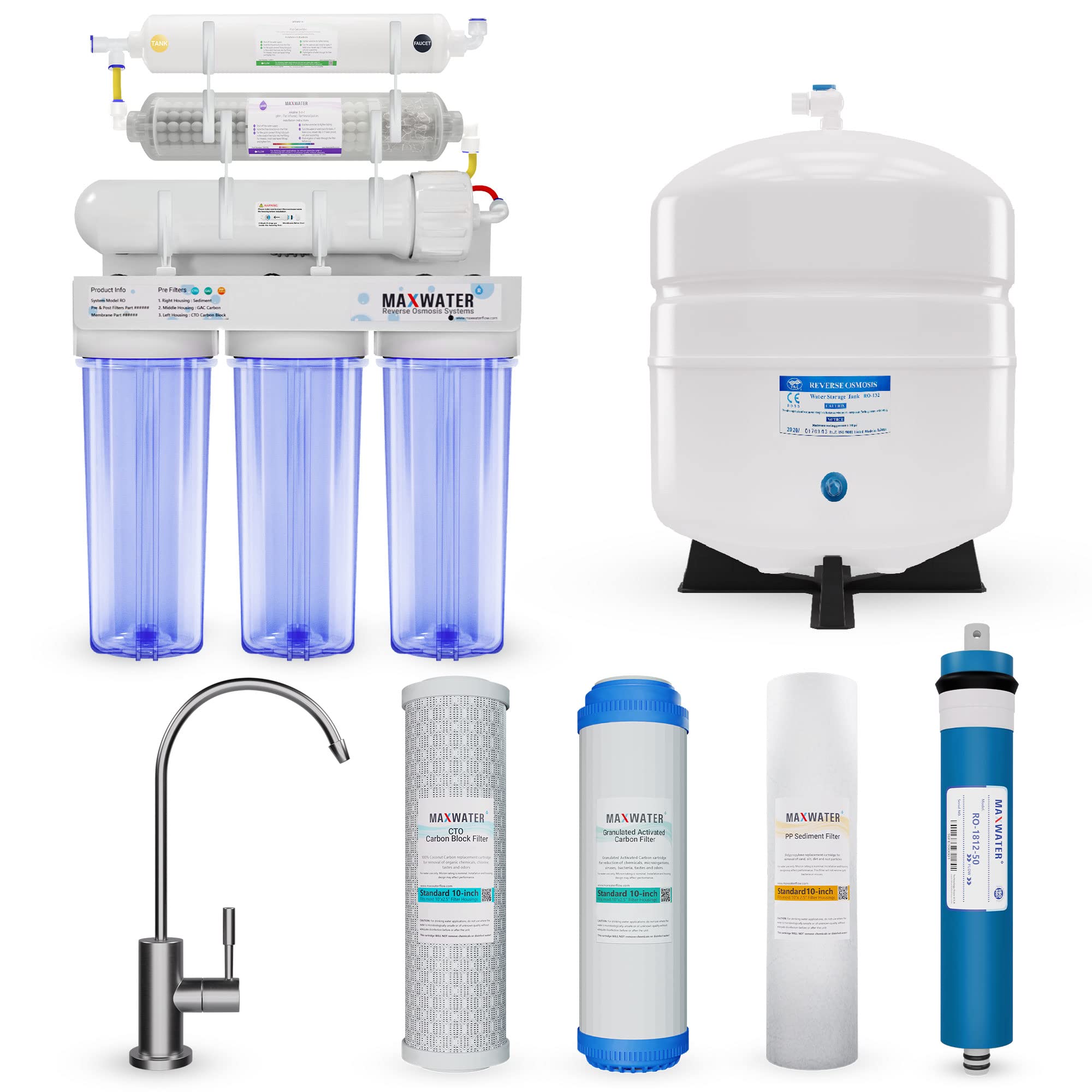 Premium 8-Stage 50 GPD Reverse Osmosis Water Filter System with pH Alkaline - Under Sink Drinking Water Purifier for Home & Office | Removes 99% Contaminants | Perfect for Cooking, Coffee & Healthy Hydration