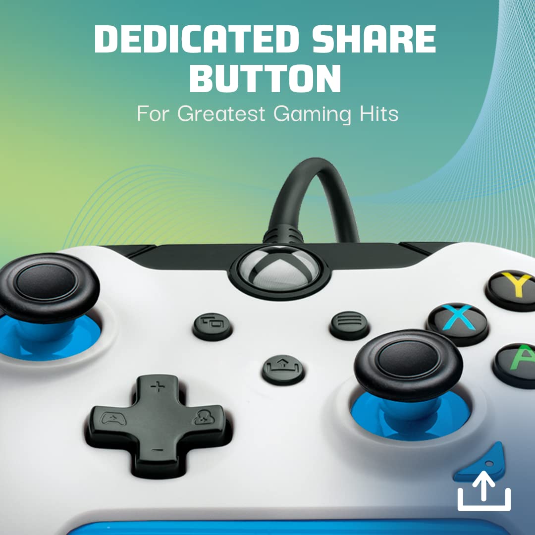 PDP Wired Controller for Xbox Series X/S & Xbox One - White Ion Gamepad with Enhanced Gaming Performance - Perfect for Competitive Gaming & Long Play Sessions