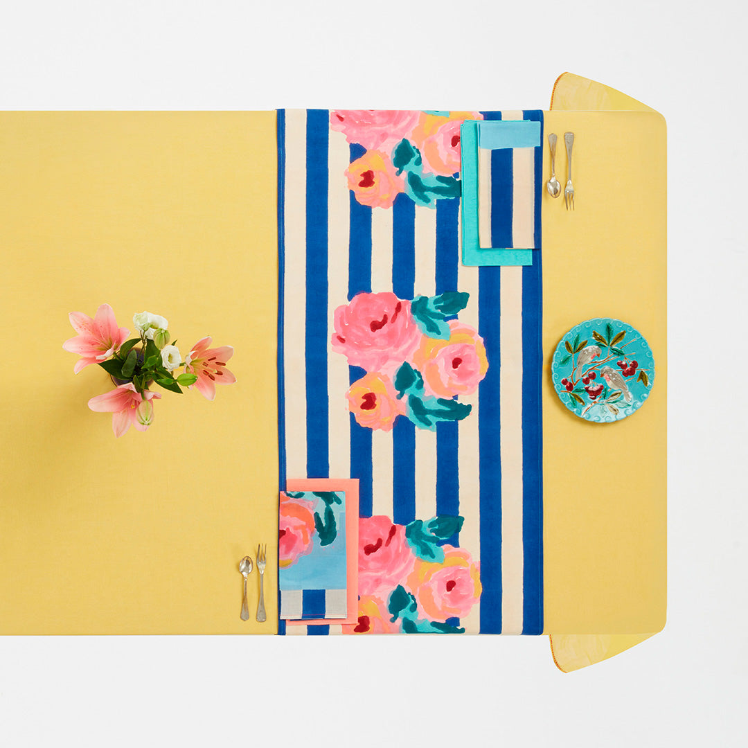 Blue Nizam Stripes Table Runner - Elegant Dining Decor for Weddings, Parties & Holiday Tablescapes
