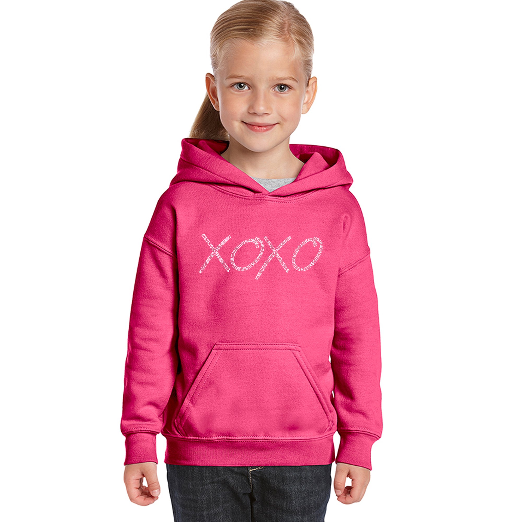 Girl's Word Art Hooded Sweatshirt | OXO-LA Pop Art Graphic Pullover | Cute Casual Outfit for School, Streetwear & Teen Fashion