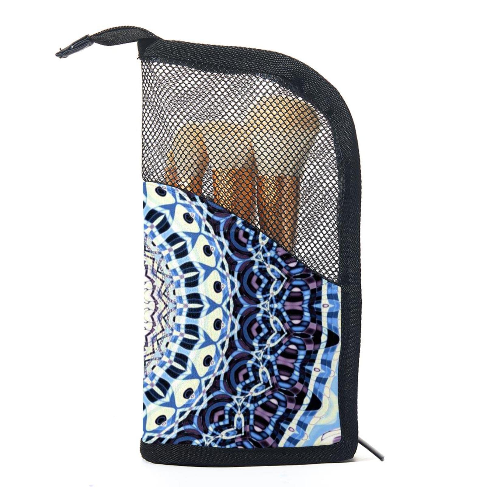 12-Piece Makeup Brush Organizer Bag with Classic Ethnic Mandala Design - Portable Cosmetic Brush Holder Case for Travel & Home Storage | Perfect for Makeup Artists & Beauty Enthusiasts