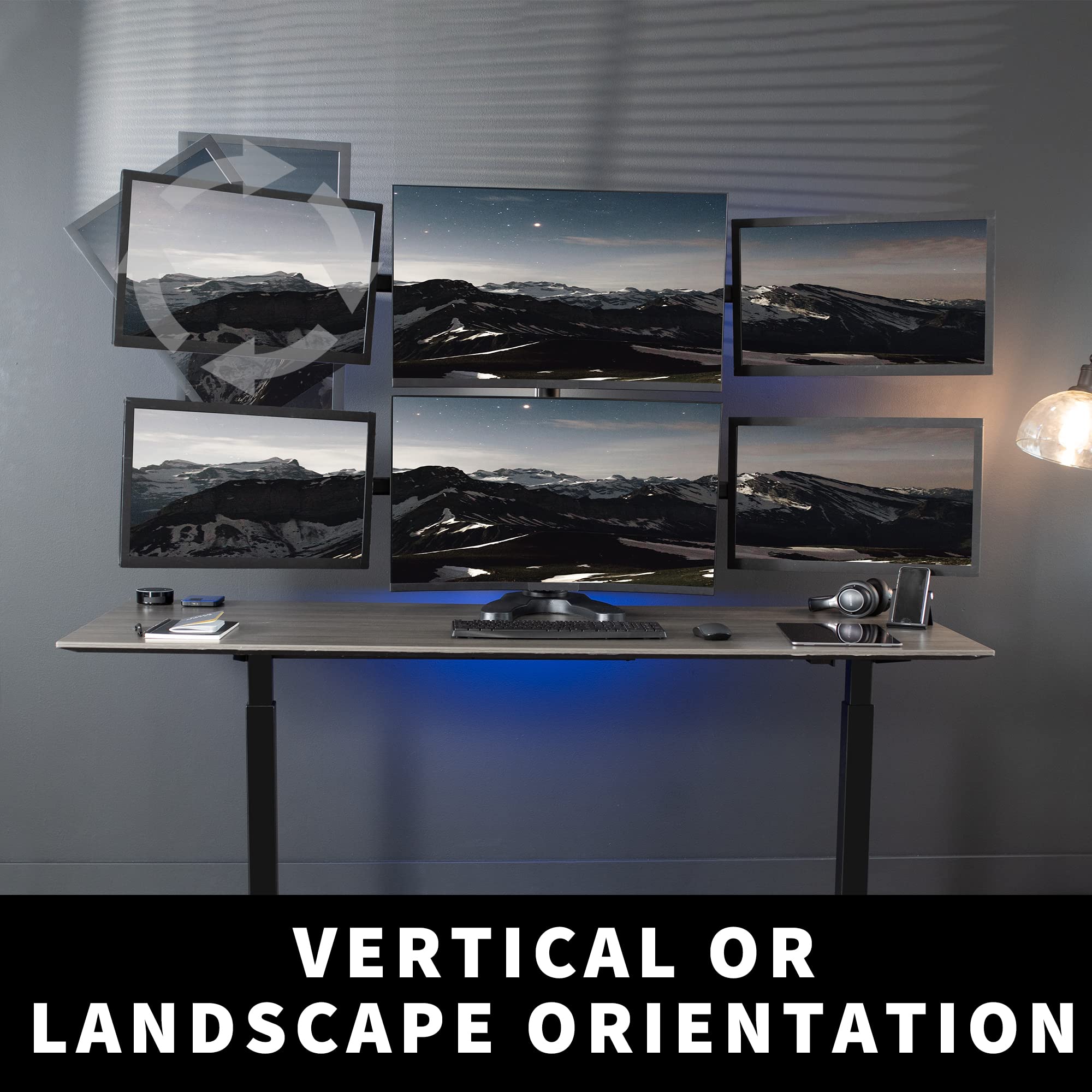 VIVO Hex LCD Monitor Stand - Adjustable Height 6 Screen Desk Mount for up to 27 inch Screens, STAND-V006F - Perfect for Multi-Monitor Gaming, Office Workstations & Home Office Setups