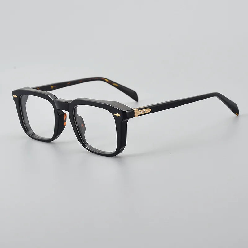 Stylish Unisex Black Acetate Square Frame Eyeglasses D002 - Perfect for Work, Reading & Fashion Accessories