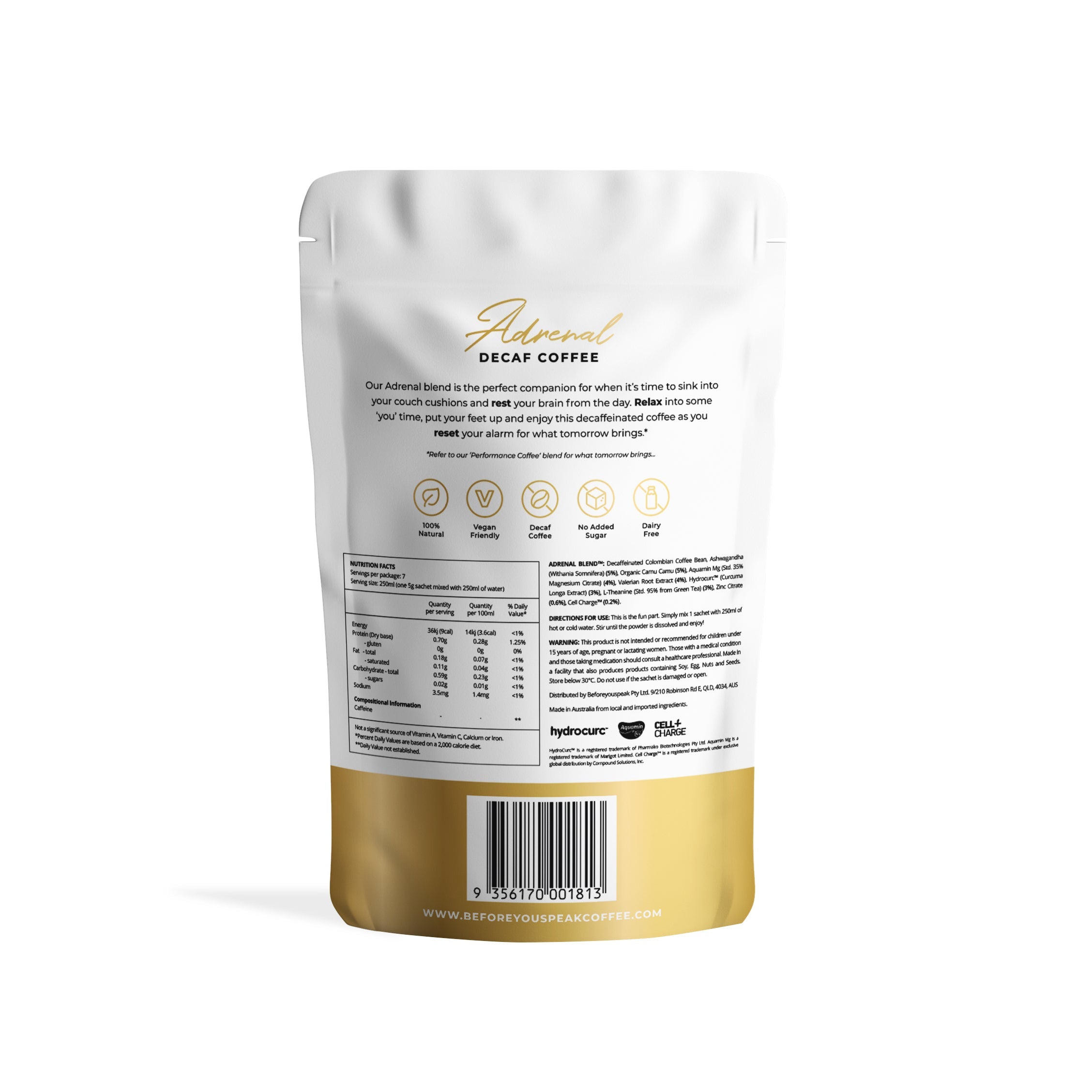 Adrenal Decaf Unsweetened Coffee - Organic Herbal Tea Alternative for Stress Relief & Relaxation - Perfect for Evening, Meditation & Wellness Routines