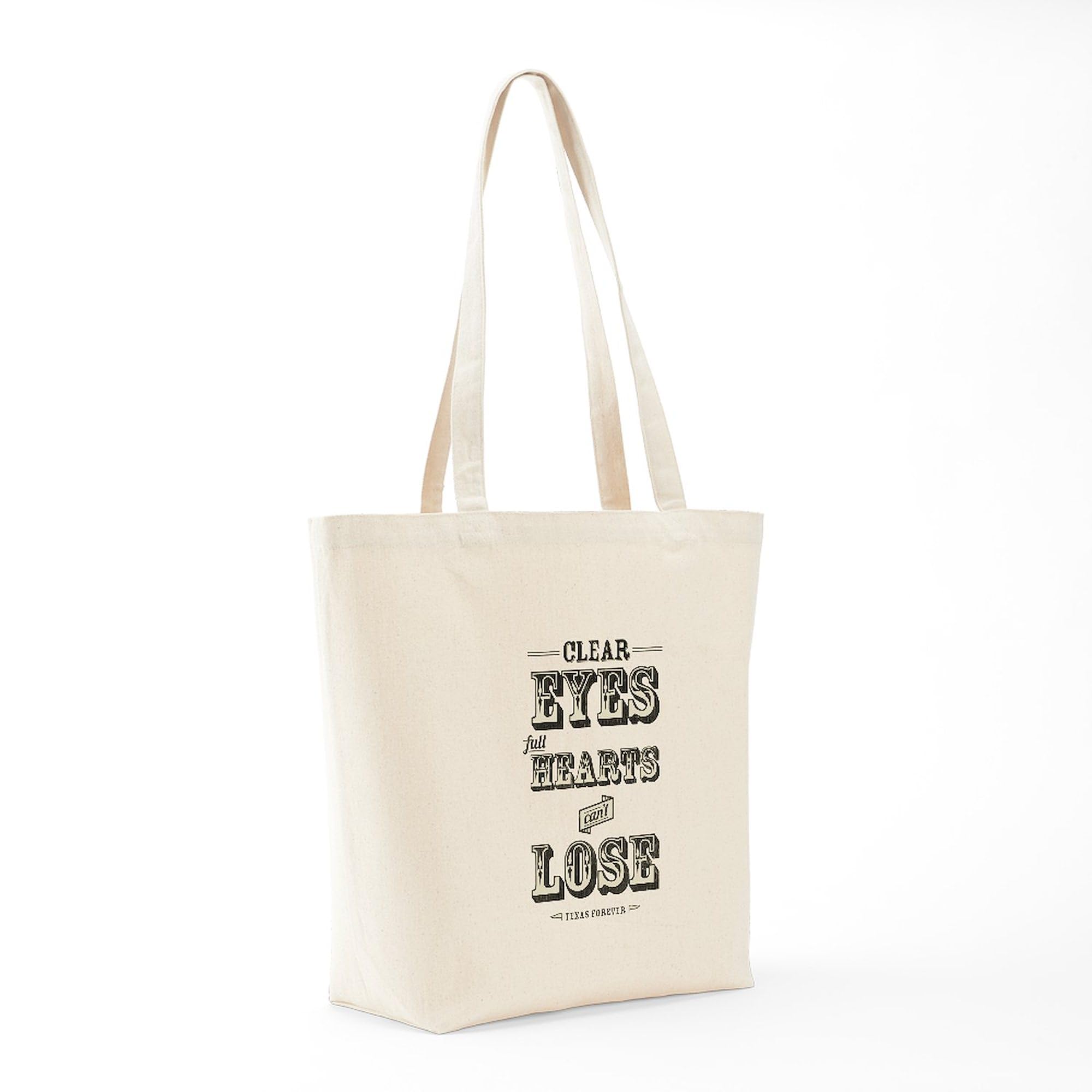 Clear Eyes Full Hearts Tote Bag - Natural Canvas Reusable Shopping Bag for Groceries, Beach & Everyday Use | Eco-Friendly Cotton Tote with Inspirational Quote