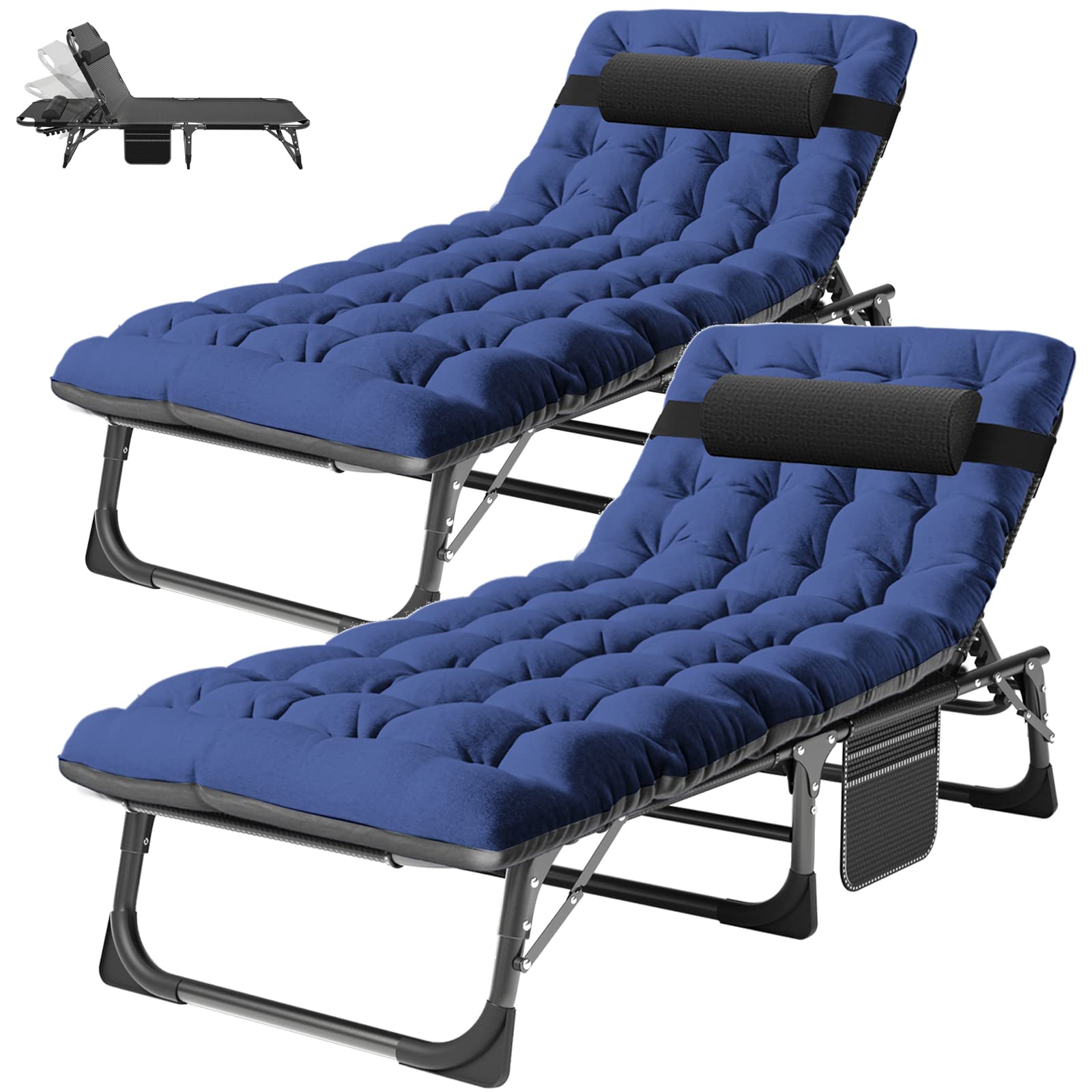 ABORON Heavy Duty Folding Lounge Chair for Outdoor - 500lb Capacity Portable Cot for Adults, Beach Poolside Sunbathing, Camping & Patio Relaxation - Sturdy Foldable Sleeping Bed for Heavy People
