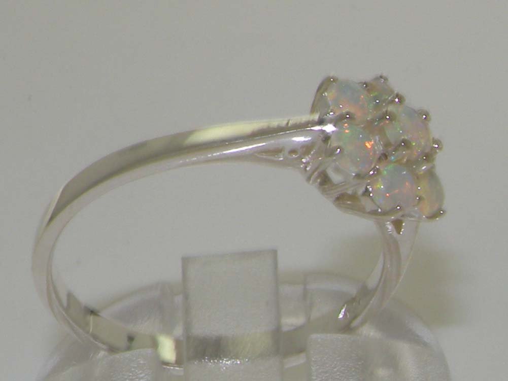 925 Sterling Silver Genuine Opal Cluster Ring for Women - Elegant Anniversary Gift, Wedding Band, Birthday Present, Everyday Jewelry for Special Occasions