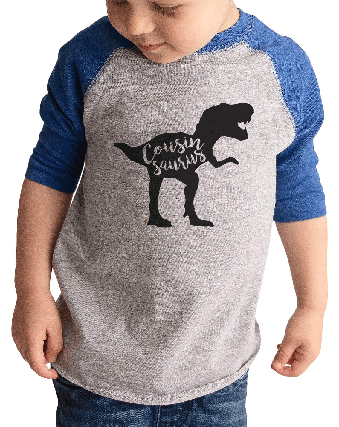 7 ate 9 Apparel Kids Dinosaur Cousin Saurus Dino T-Shirt - Cute Graphic Tee for Boys & Girls - Perfect for School, Playdates & Family Outings