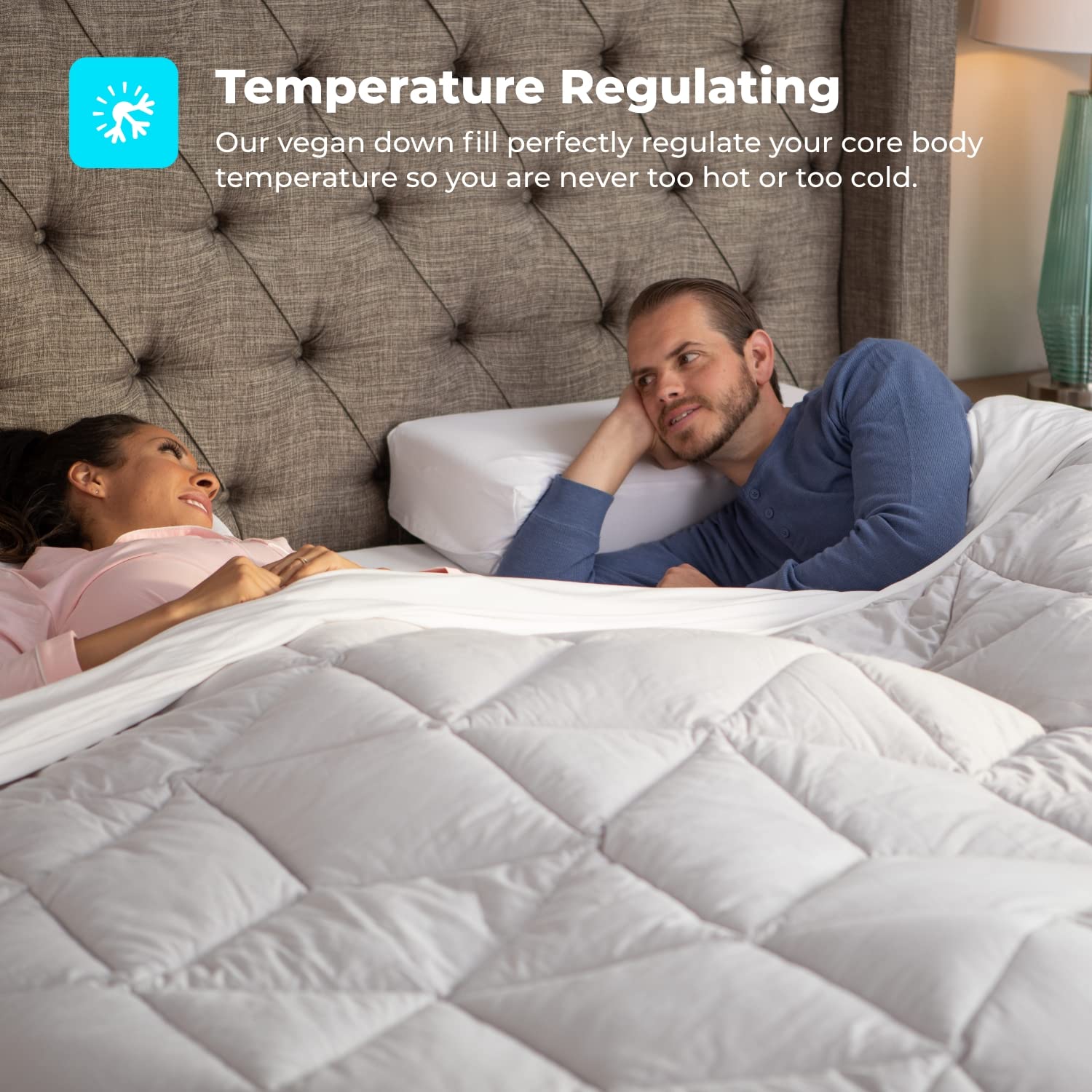 Pillow Cube The Cubit Comforter - Cooling Vegan Down Alternative Duvet Insert for Full/Queen Bed | Breathable Bedding Set in White & Light Grey | Perfect for Hot Sleepers & Allergy Sufferers