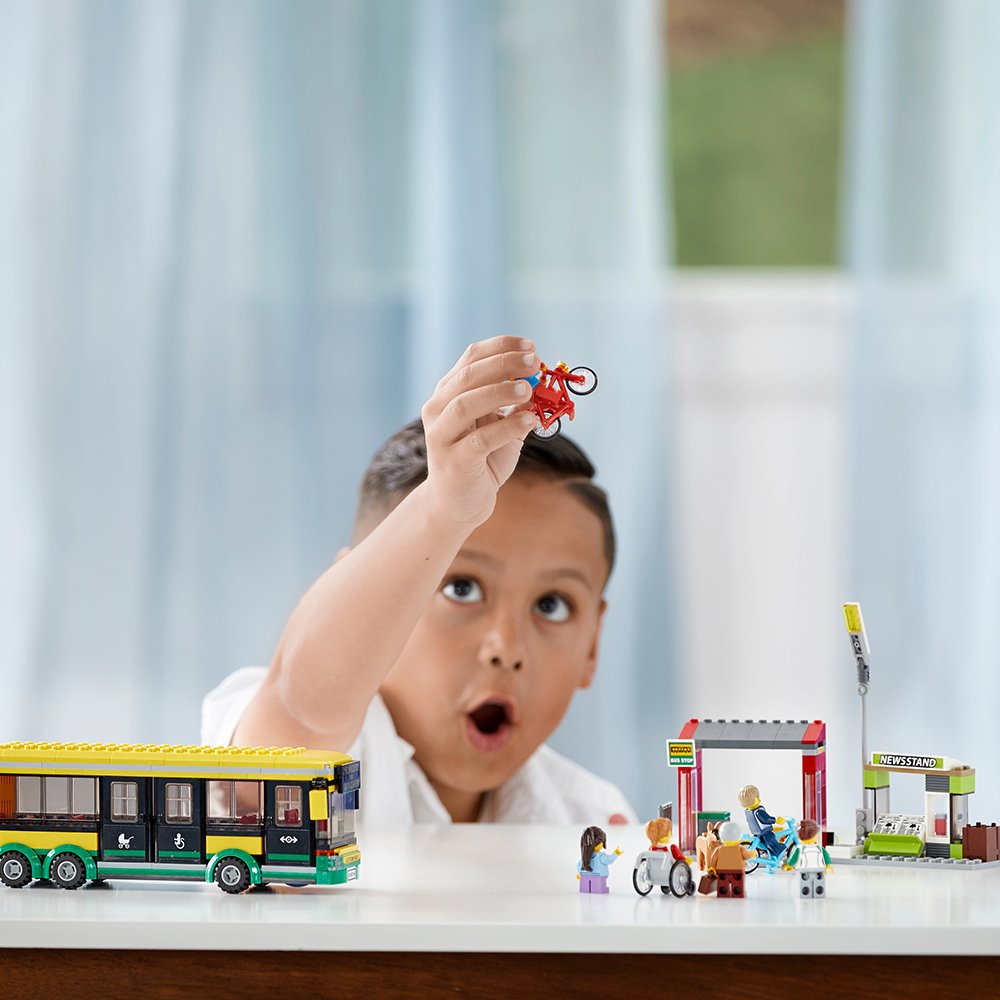 LEGO City Town Bus Station 60154 Building Kit (337 Pieces) - Creative Play Set for Kids, Perfect for City-Themed Role Play and Collectors