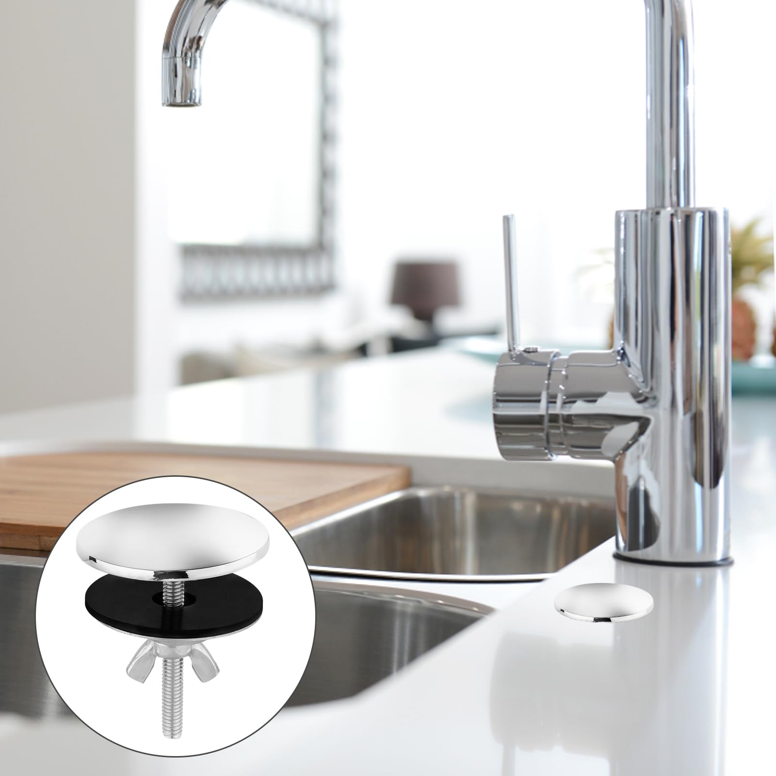 2 Pack 2 Inch Stainless Steel Kitchen Sink Hole Covers - Leak Proof Faucet Hole Plugs with Good Sealing for Sink Tap (Silver) | Perfect for Bathroom, RV, Laundry Room & Outdoor Sink Protection