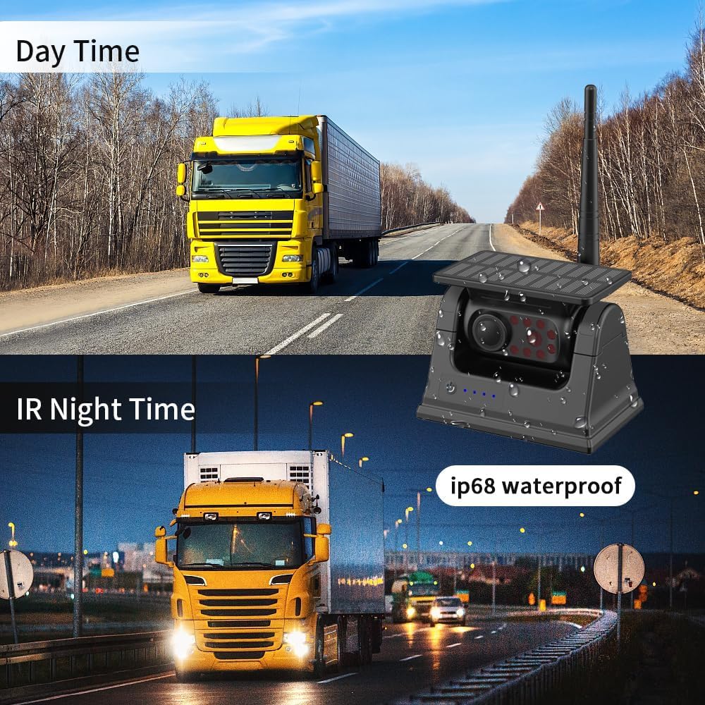 OBEST Magnetic Wireless Backup Camera with Solar WiFi, Built-in Battery & Infrared Night Vision - Universal Rear View Camera for iOS/Android - Perfect for Trucks, RVs, Trailers & Parking Safety