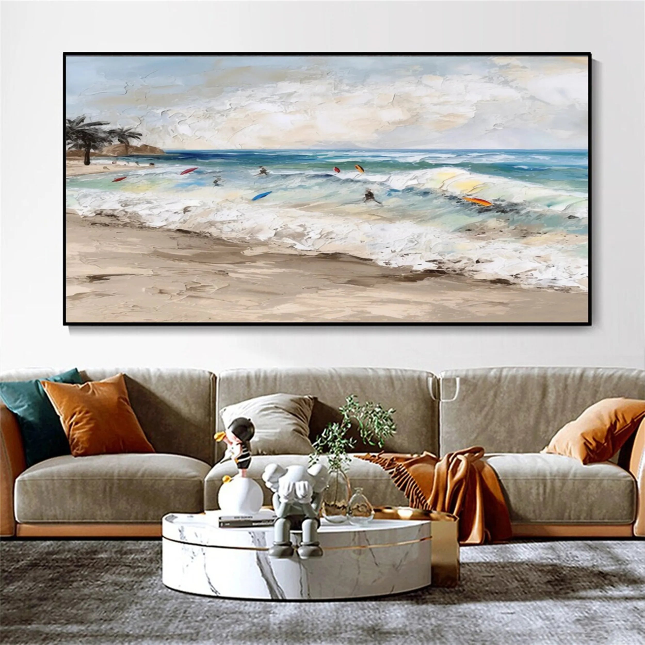 Seascape and Snowy Peak Painting - Premium Wall Art Decor #SP004 for Living Room, Bedroom & Office