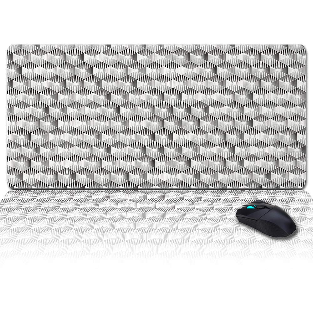 Extended Large Gaming Mouse Pad - Non-Slip Oversized Desk Mat for PC, Laptop & Office Work | Professional Anti-Fray Keyboard Pad for Gamers, Esports & Home Office | Grey Mid Century Design