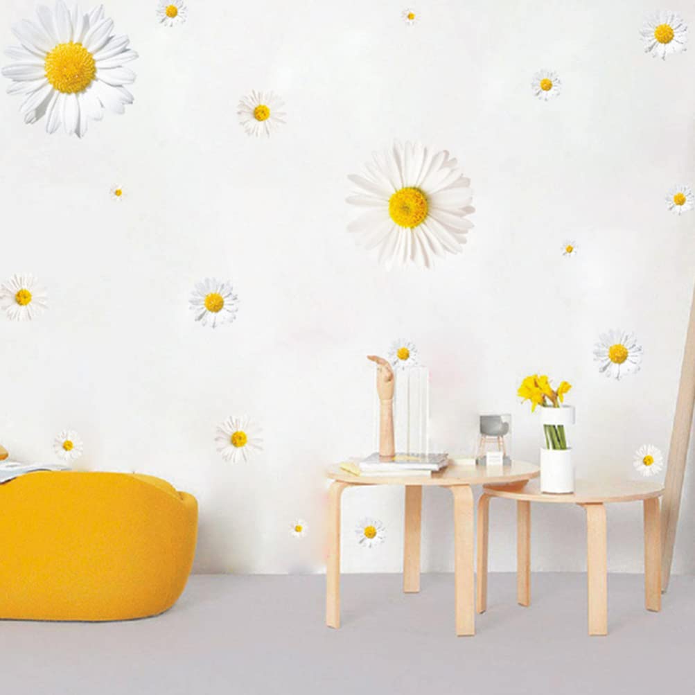 Toyvian 3D Daisy Flower Wall Stickers - Removable DIY Wall Decals for Home Decor | Bedroom, Living Room & Bathroom Wall Art | Perfect for Nursery, Wedding Backdrop & Photo Corner Decoration