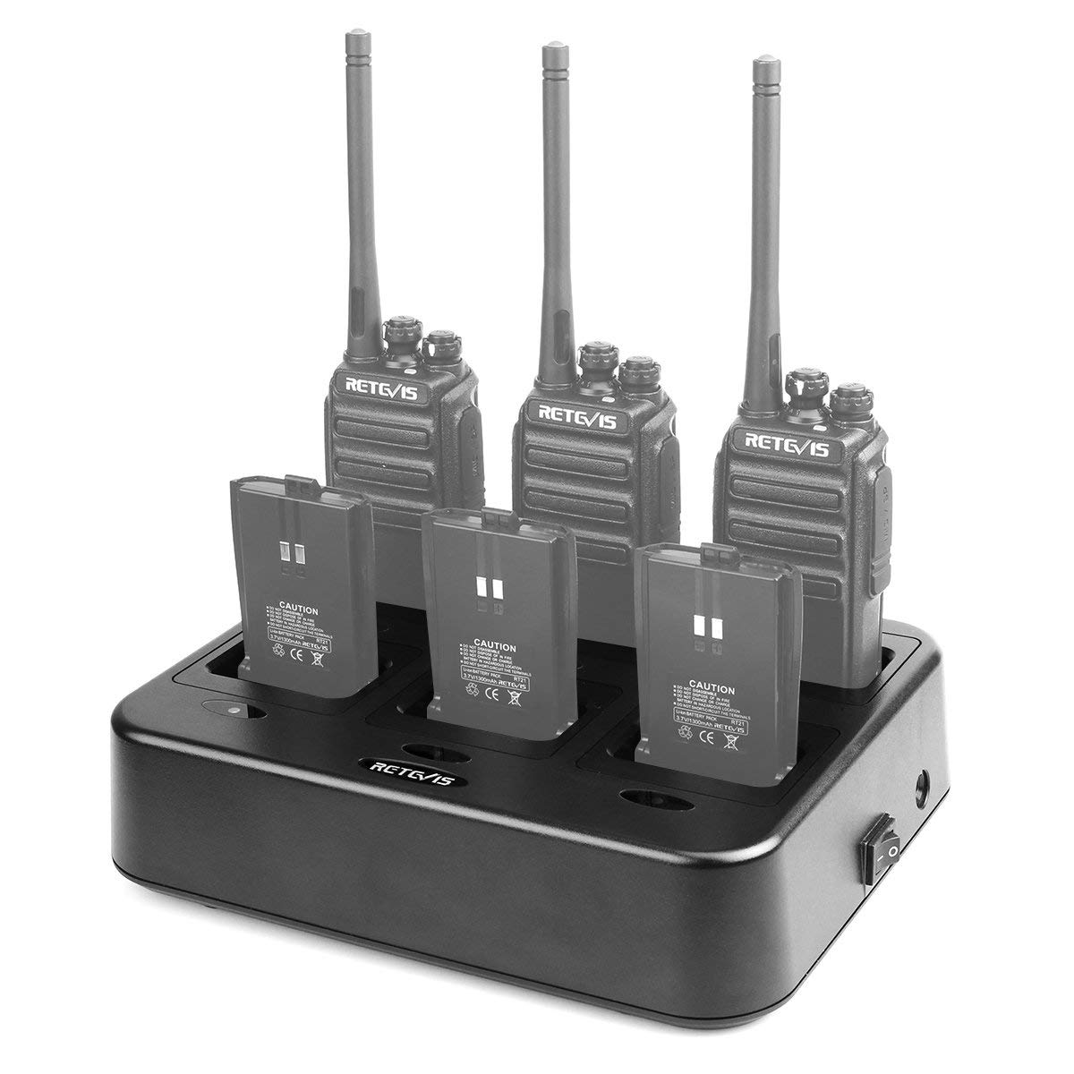 Retevis RT21 H-777S 6-Port Fast Charger for Walkie Talkies - Multi-Unit Rapid Charging Station Compatible with RT21V, RT28, RT53 Two-Way Radios & Batteries (1 Pack) - Perfect for Security Teams, Construction Sites, and Outdoor Adventures