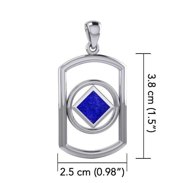 Rectangle Silver Pendant with Inlaid NA Recovery Symbol - Elegant Jewelry for Addiction Recovery & Spiritual Healing - Perfect for Gifts, Meetings & Daily Wear