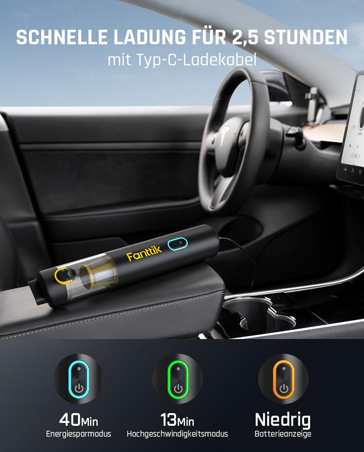 Fanttik Slim V8 Apex Cordless Car Vacuum Cleaner - 19000Pa/45AW Powerful Suction, 4-in-1 Portable Handheld Vacuum with RobustClean™ Technology - Perfect for Car Detailing, Office Desks, Keyboards & Home Cleaning