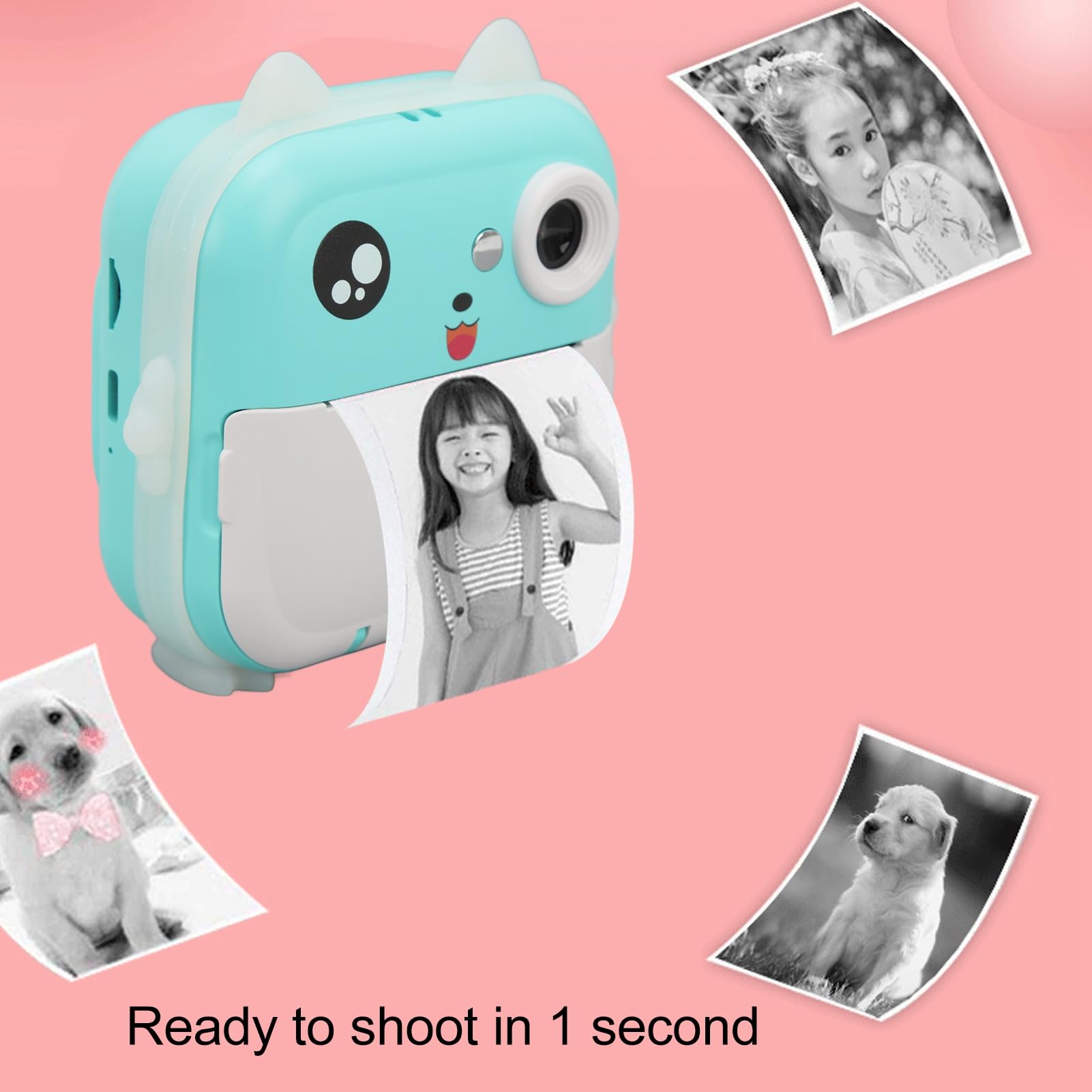 24MP Multi M Cartoon Digital Camera with Thermal Printer - Portable Pocket-Sized Kids Camera for Creative Photography (Blue) | Perfect for Birthday Gifts, Travel Souvenirs & DIY Art Projects