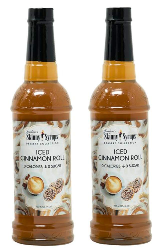 Sugar Free Dessert Syrup for Ice Cream & Coffee - Jordan's Skinny Syrup 750ml (2 Bottles, Iced Cinnamon Roll Flavor) | Perfect for Baking, Cocktails & Healthy Lifestyle