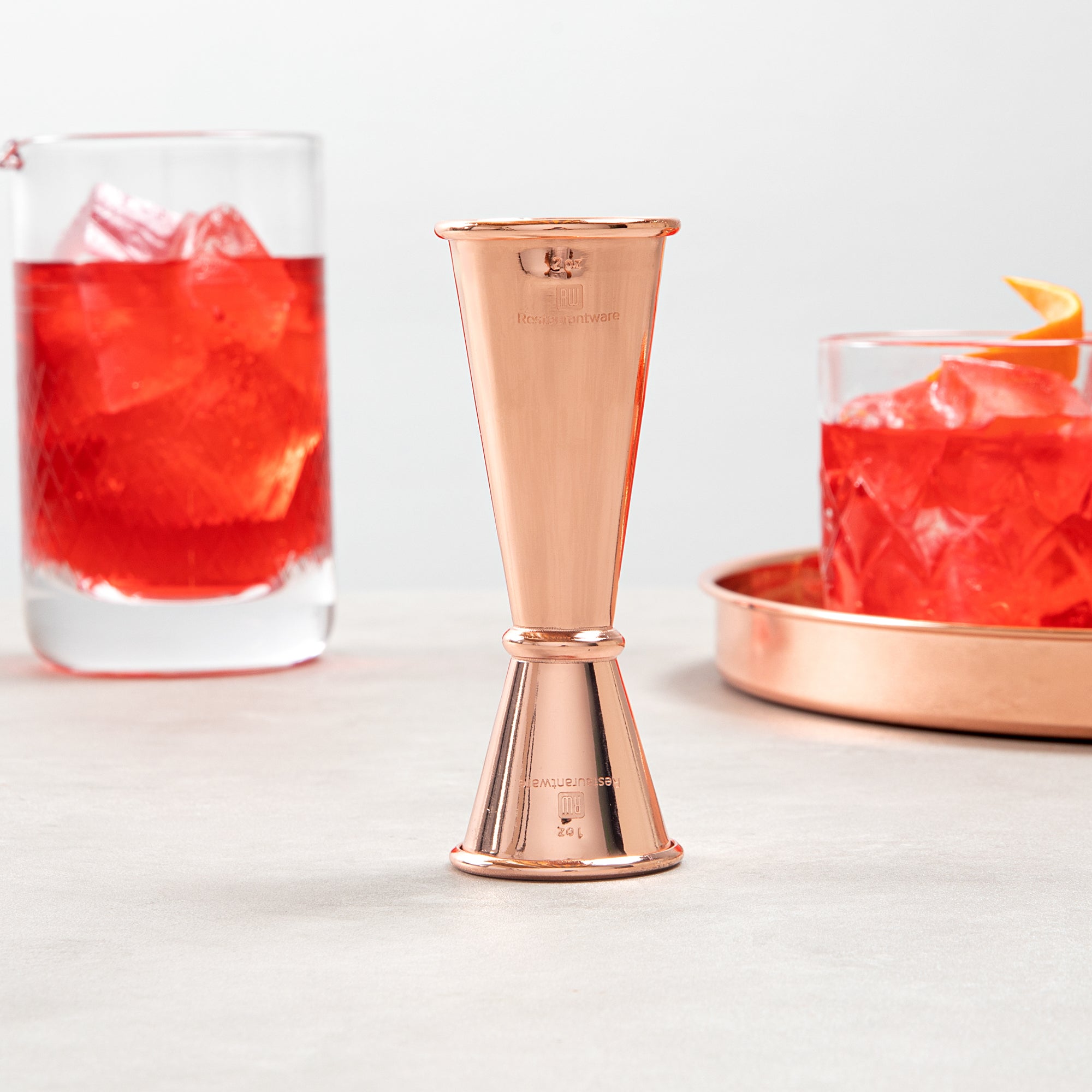 1 oz & 2 oz Copper Plated Stainless Steel Japanese Style Jigger - Professional Cocktail Measuring Cup for Bartenders & Home Mixologists - Perfect for Craft Cocktails, Mixology & Bar Tools Collection
